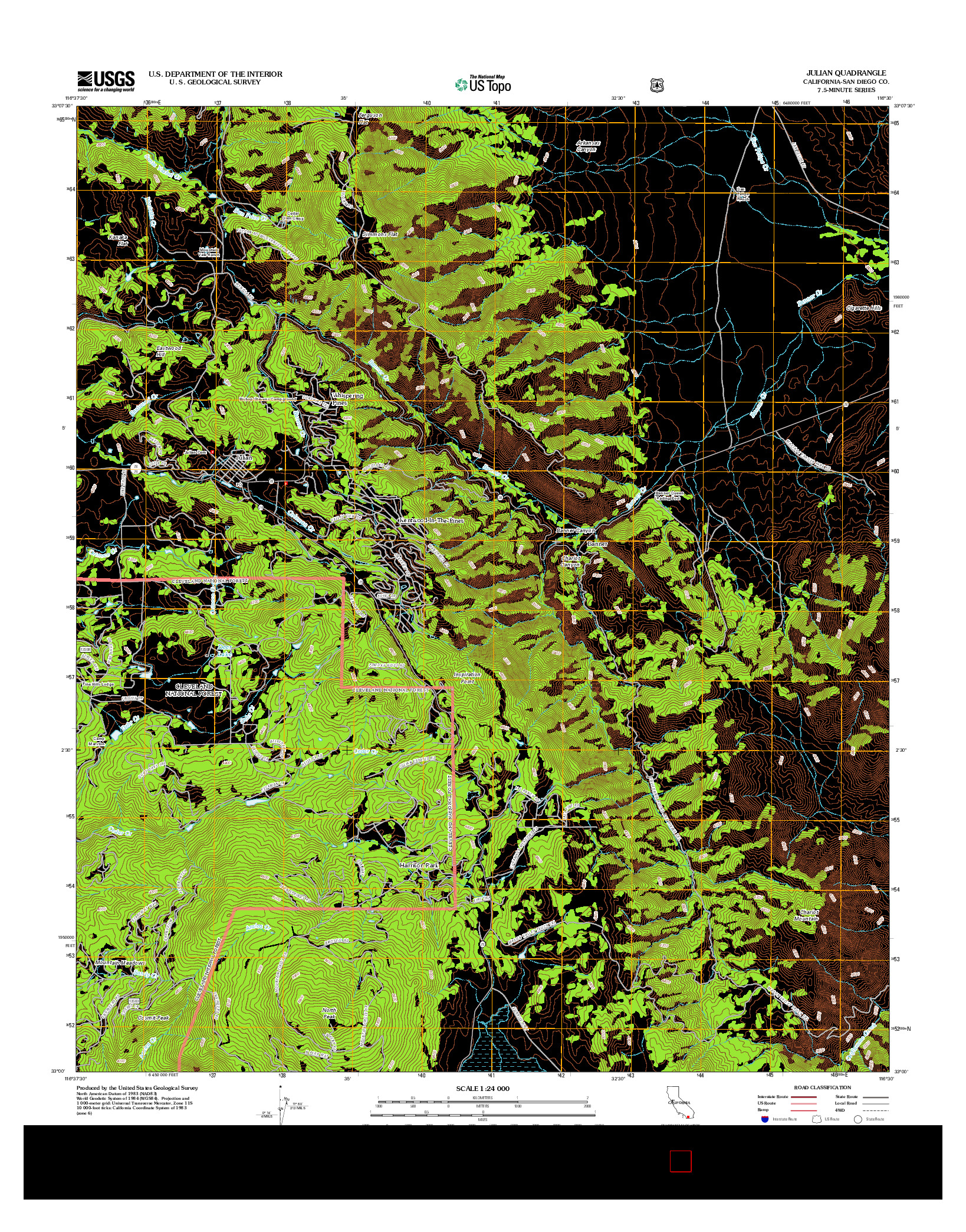 USGS US TOPO 7.5-MINUTE MAP FOR JULIAN, CA 2012