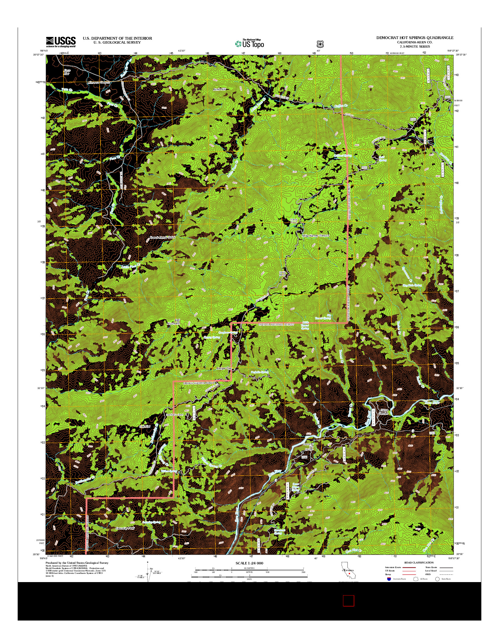 USGS US TOPO 7.5-MINUTE MAP FOR DEMOCRAT HOT SPRINGS, CA 2012