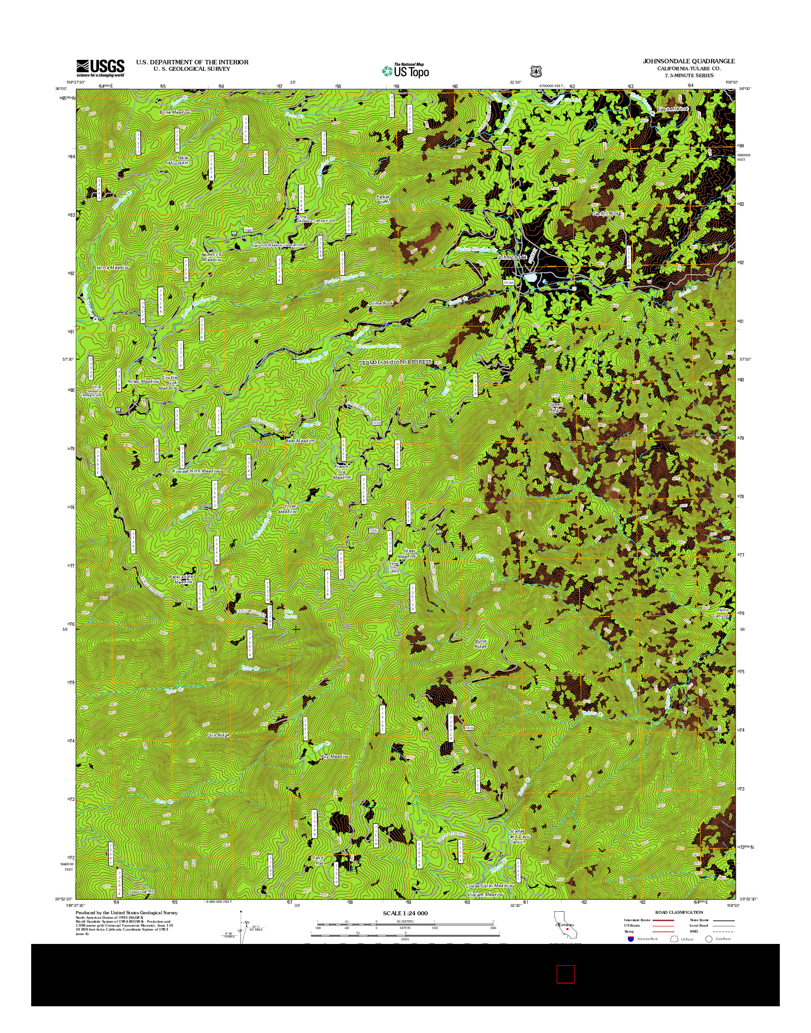 USGS US TOPO 7.5-MINUTE MAP FOR JOHNSONDALE, CA 2012