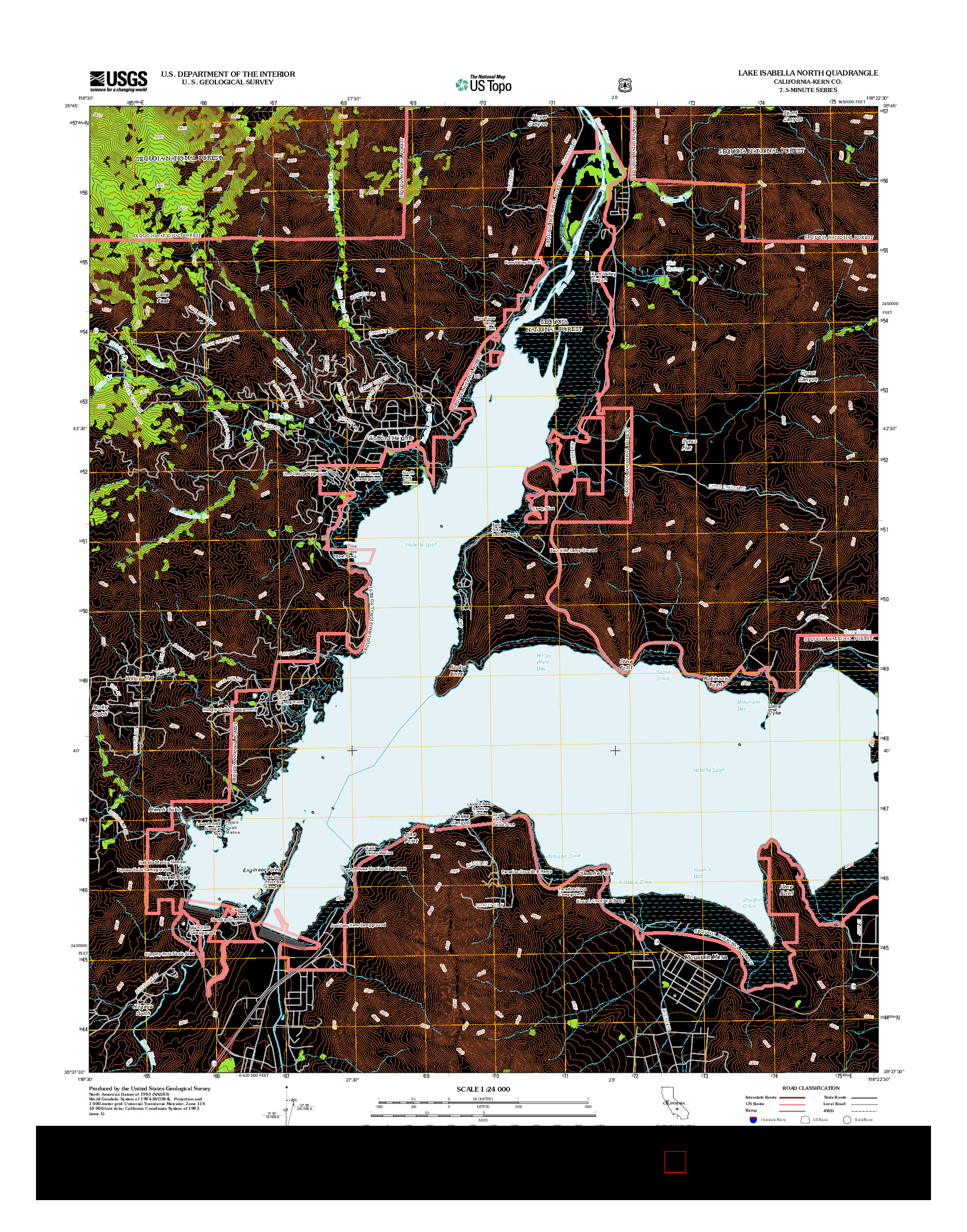 USGS US TOPO 7.5-MINUTE MAP FOR LAKE ISABELLA NORTH, CA 2012