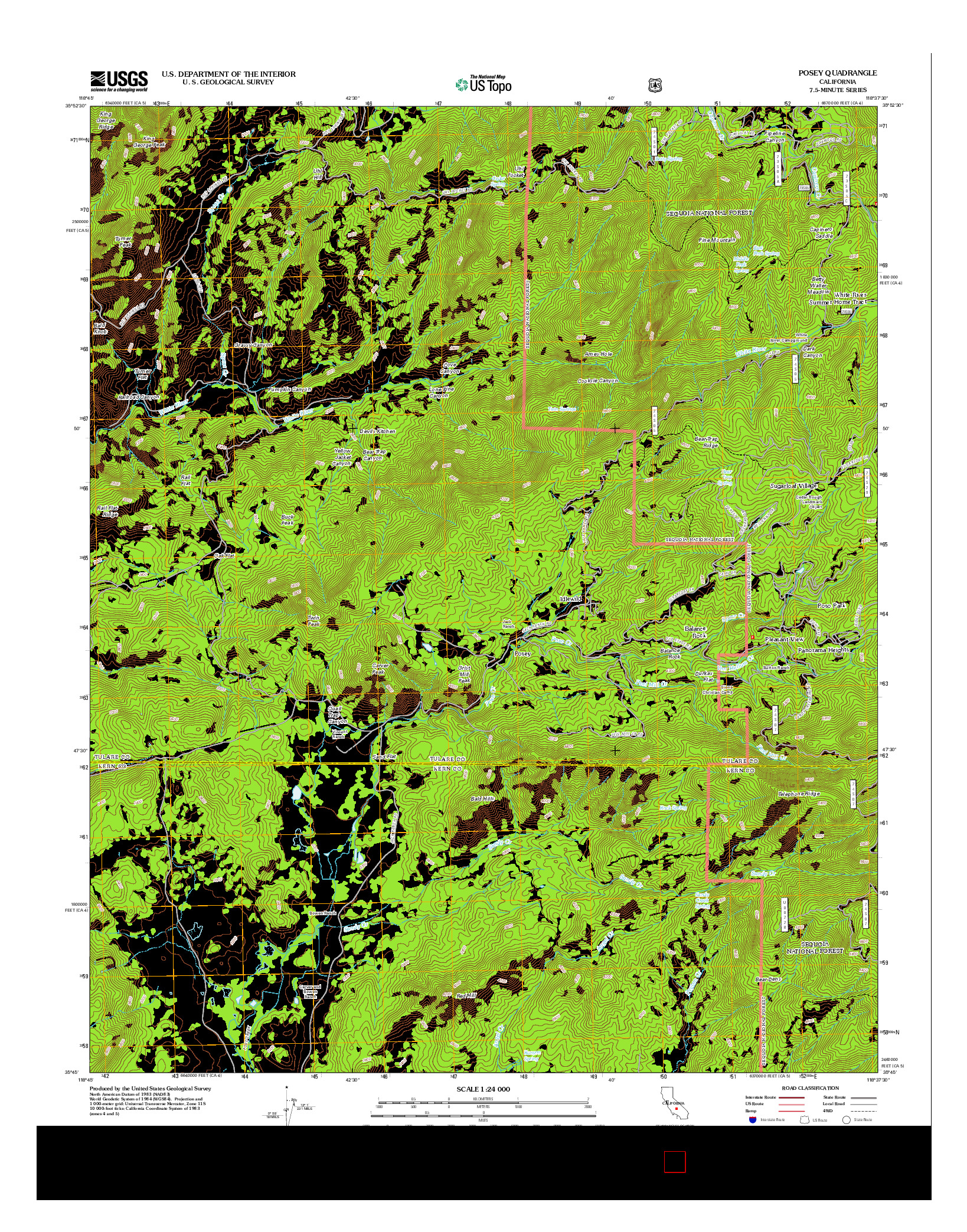 USGS US TOPO 7.5-MINUTE MAP FOR POSEY, CA 2012