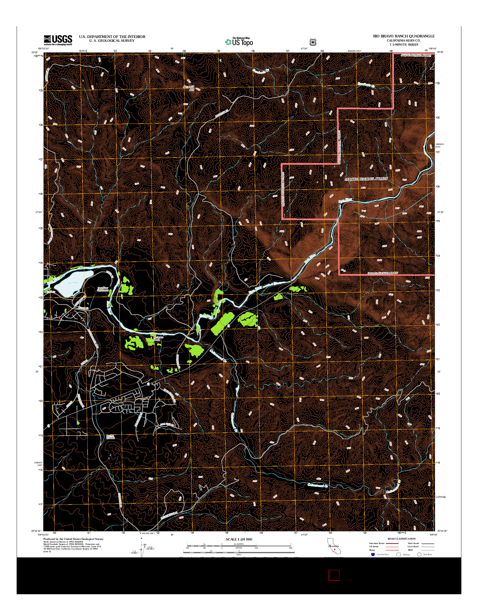USGS US TOPO 7.5-MINUTE MAP FOR RIO BRAVO RANCH, CA 2012