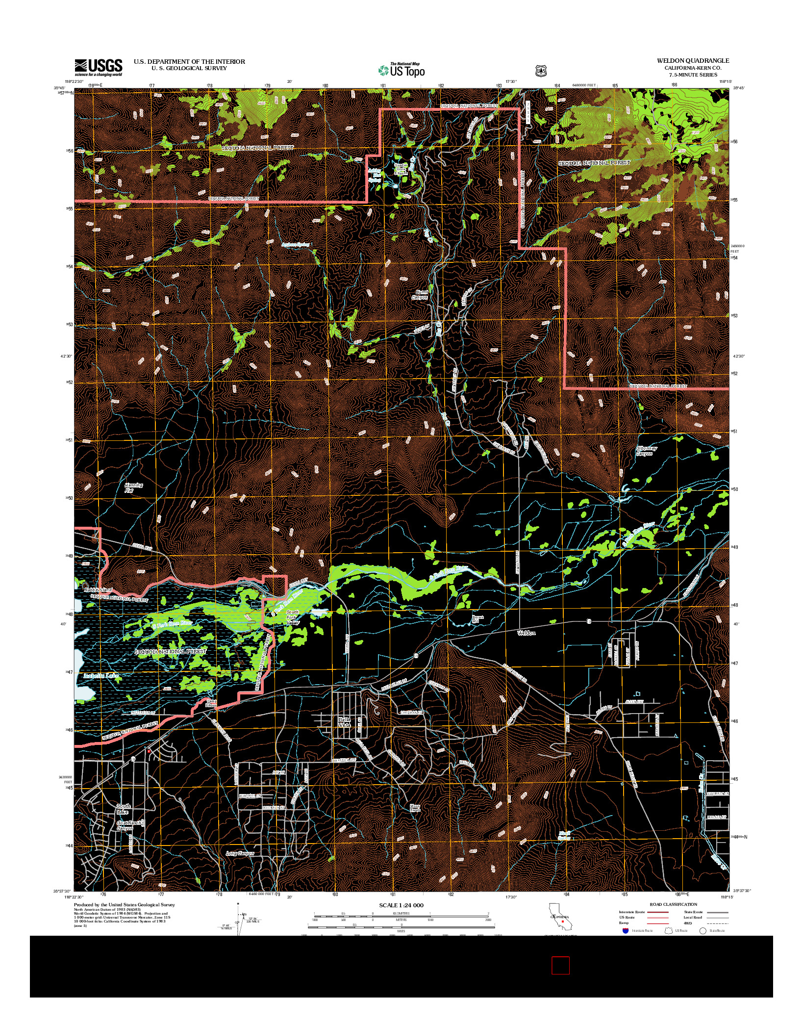 USGS US TOPO 7.5-MINUTE MAP FOR WELDON, CA 2012