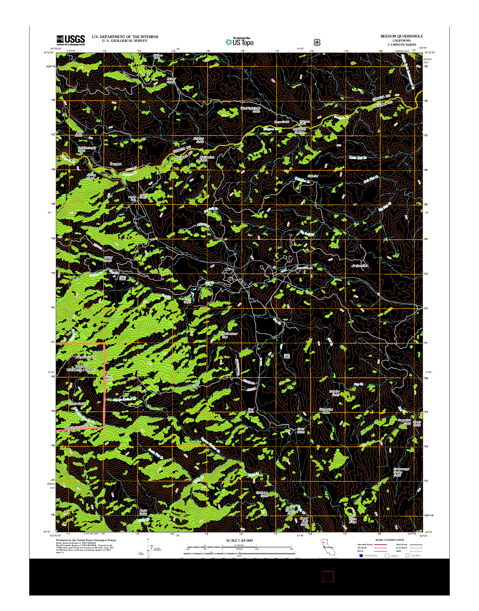 USGS US TOPO 7.5-MINUTE MAP FOR BEEGUM, CA 2012
