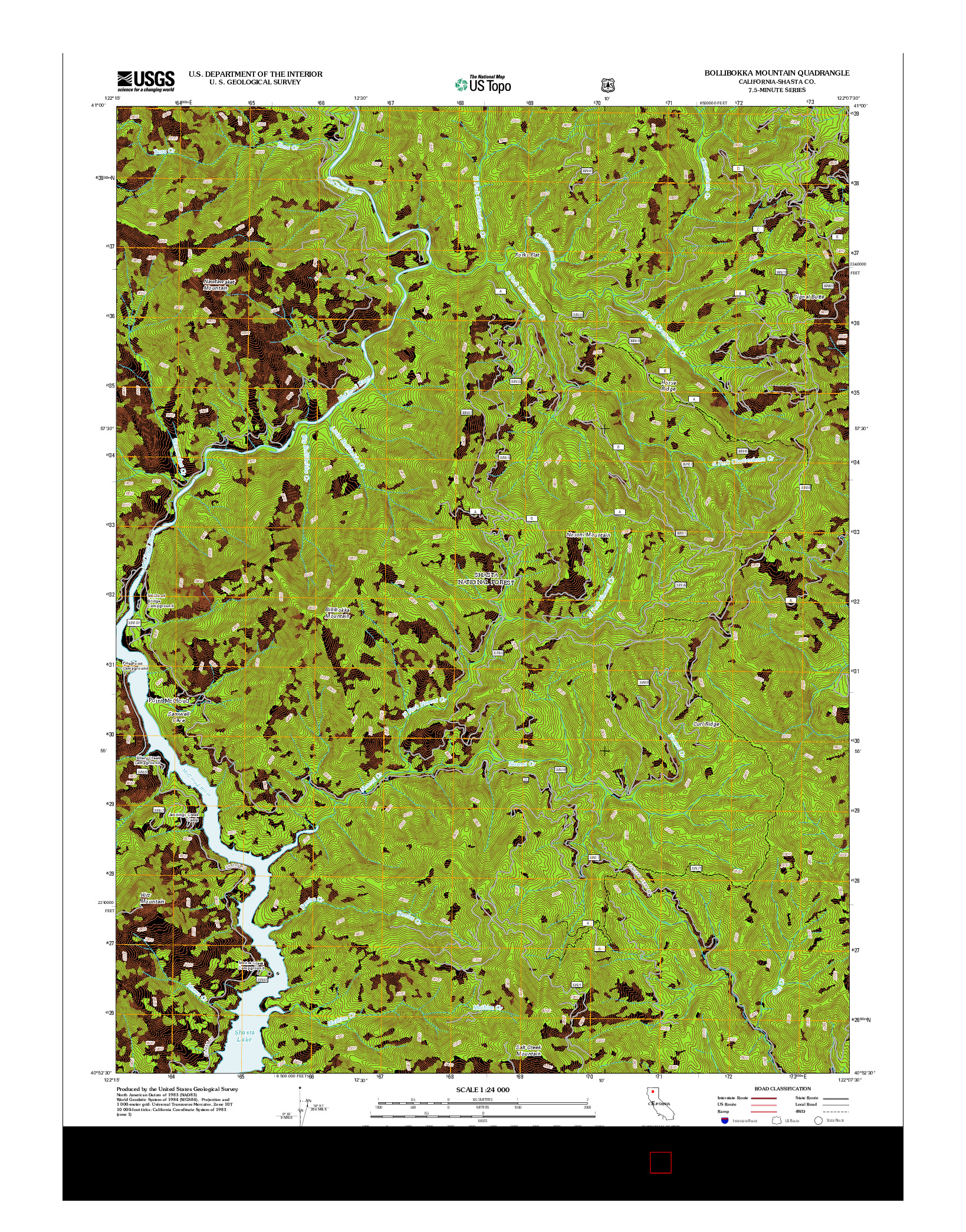 USGS US TOPO 7.5-MINUTE MAP FOR BOLLIBOKKA MOUNTAIN, CA 2012