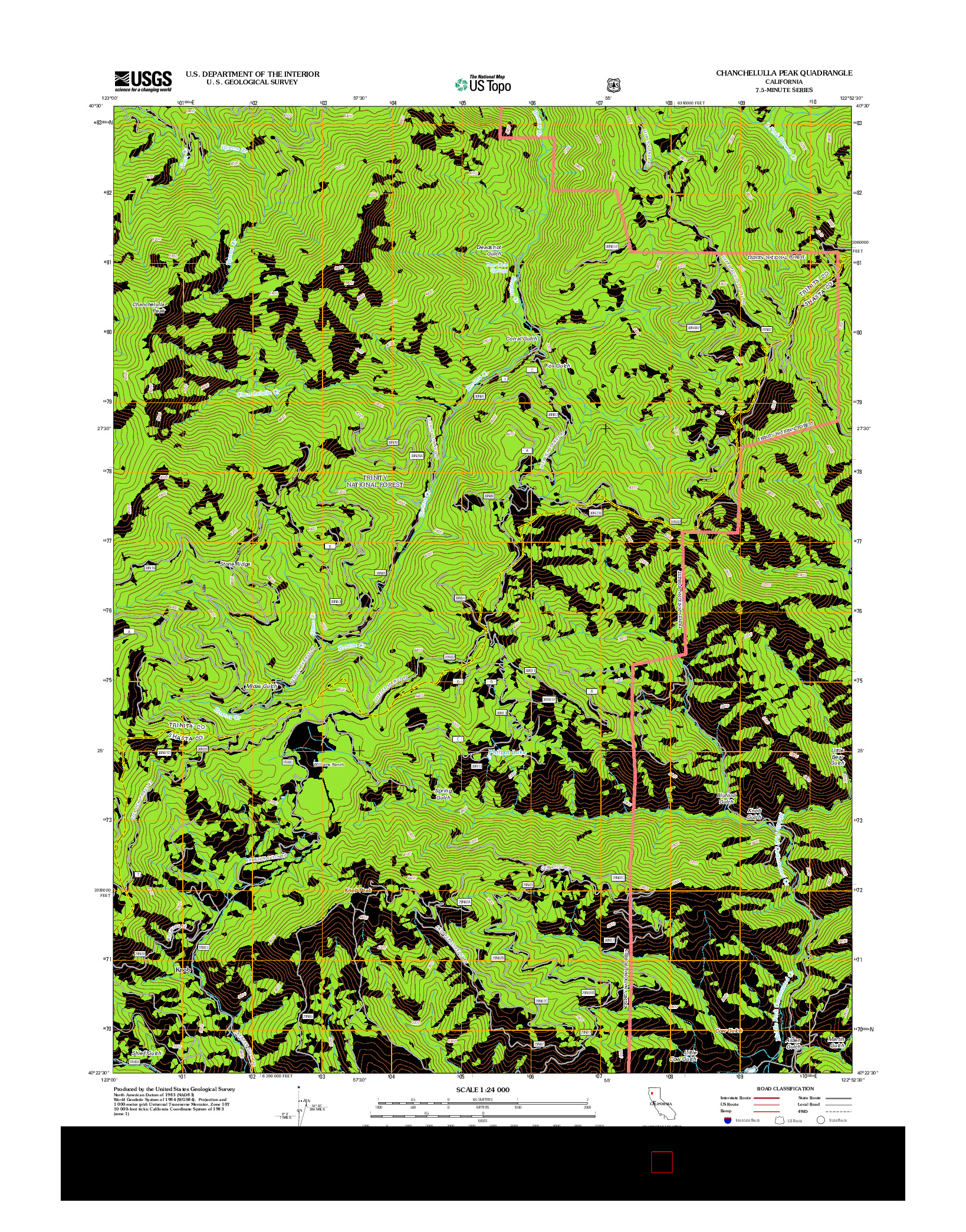 USGS US TOPO 7.5-MINUTE MAP FOR CHANCHELULLA PEAK, CA 2012