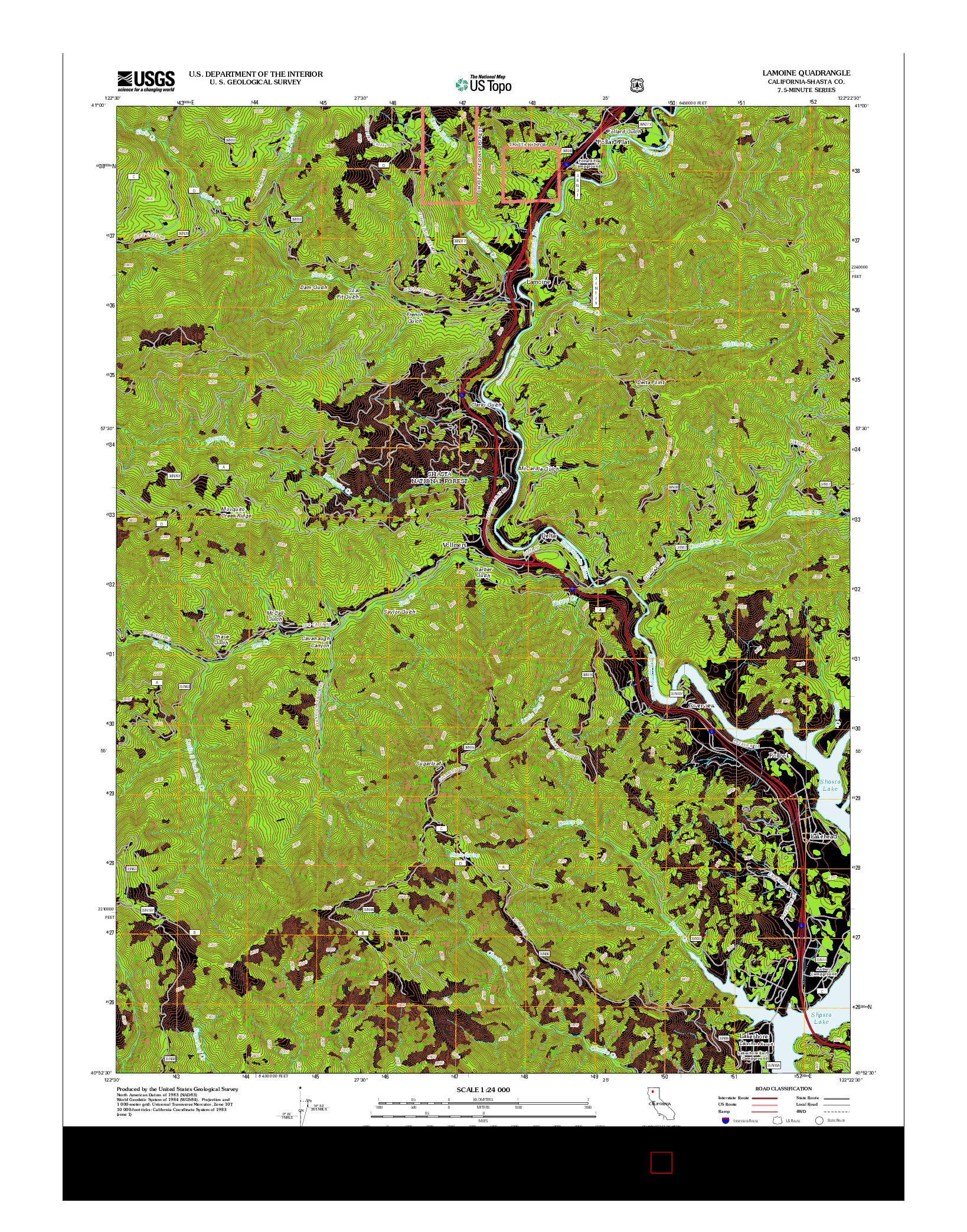 USGS US TOPO 7.5-MINUTE MAP FOR LAMOINE, CA 2012