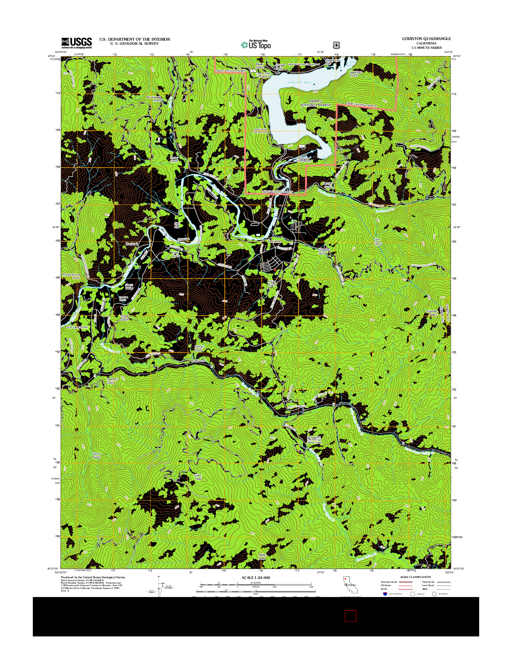 USGS US TOPO 7.5-MINUTE MAP FOR LEWISTON, CA 2012