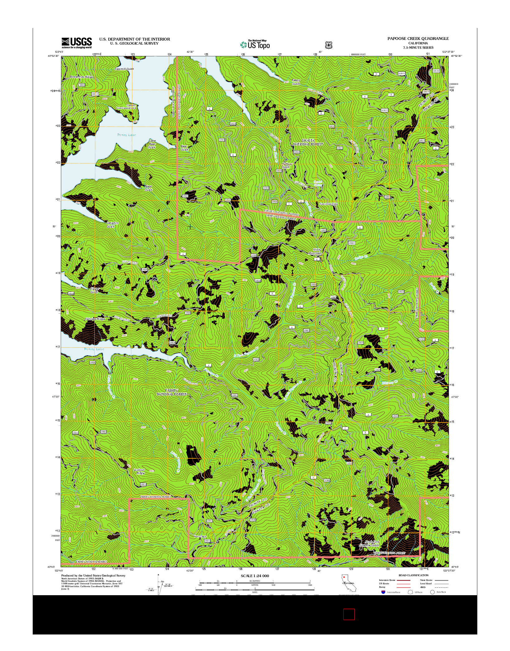 USGS US TOPO 7.5-MINUTE MAP FOR PAPOOSE CREEK, CA 2012