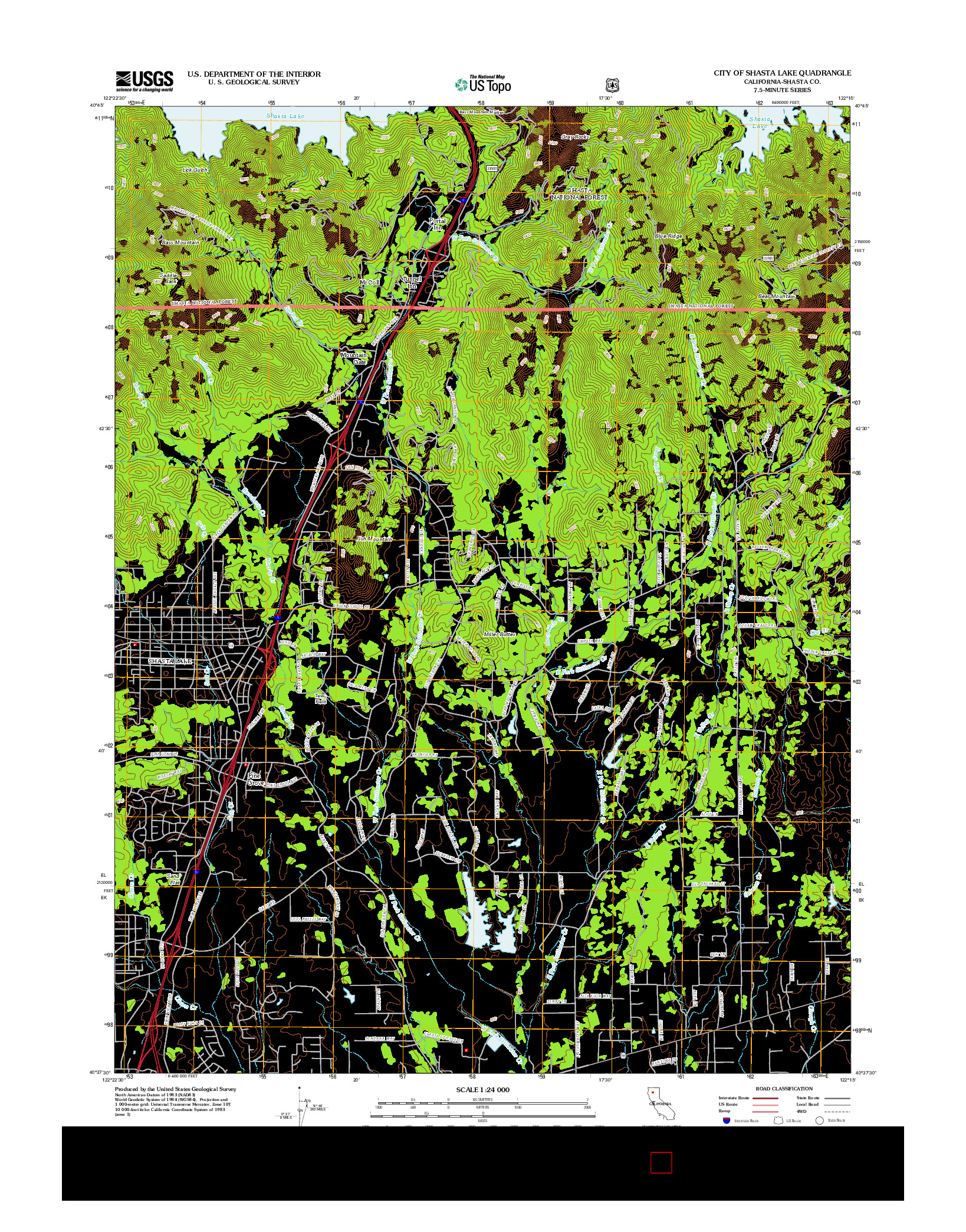 USGS US TOPO 7.5-MINUTE MAP FOR CITY OF SHASTA LAKE, CA 2012