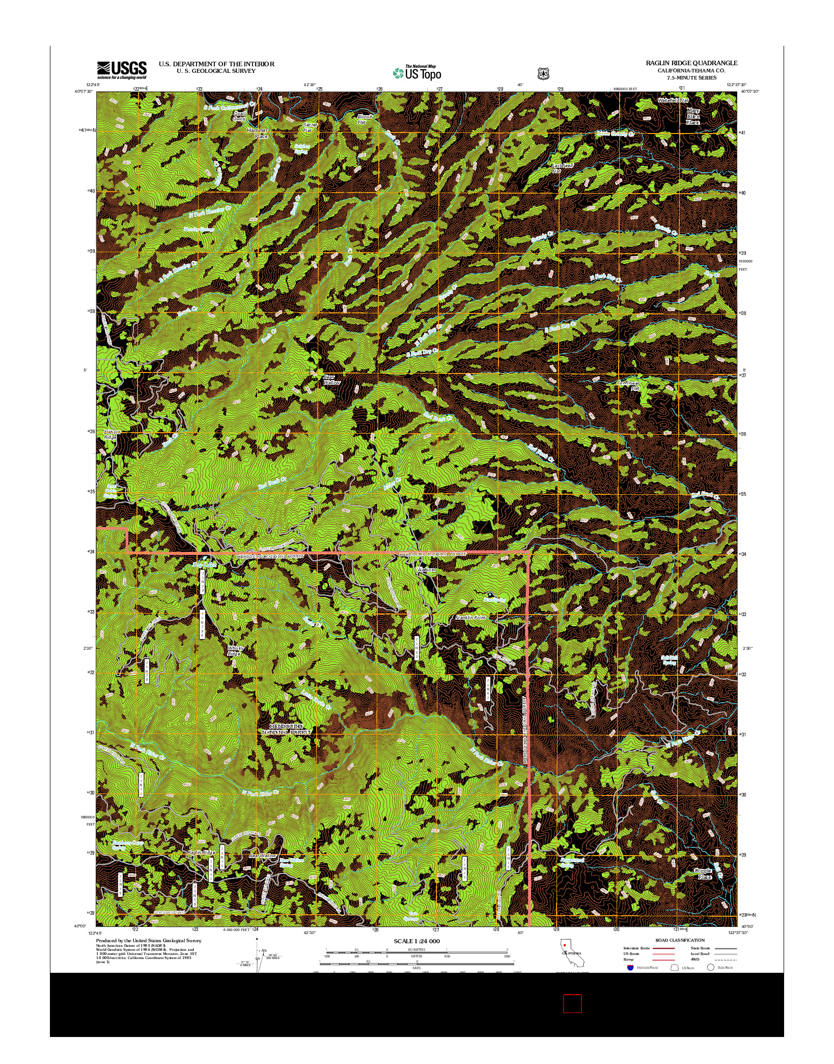 USGS US TOPO 7.5-MINUTE MAP FOR RAGLIN RIDGE, CA 2012