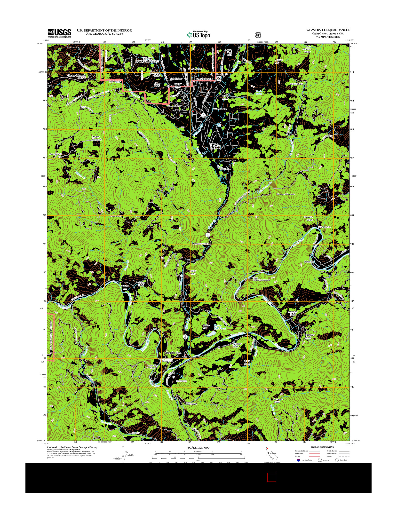 USGS US TOPO 7.5-MINUTE MAP FOR WEAVERVILLE, CA 2012