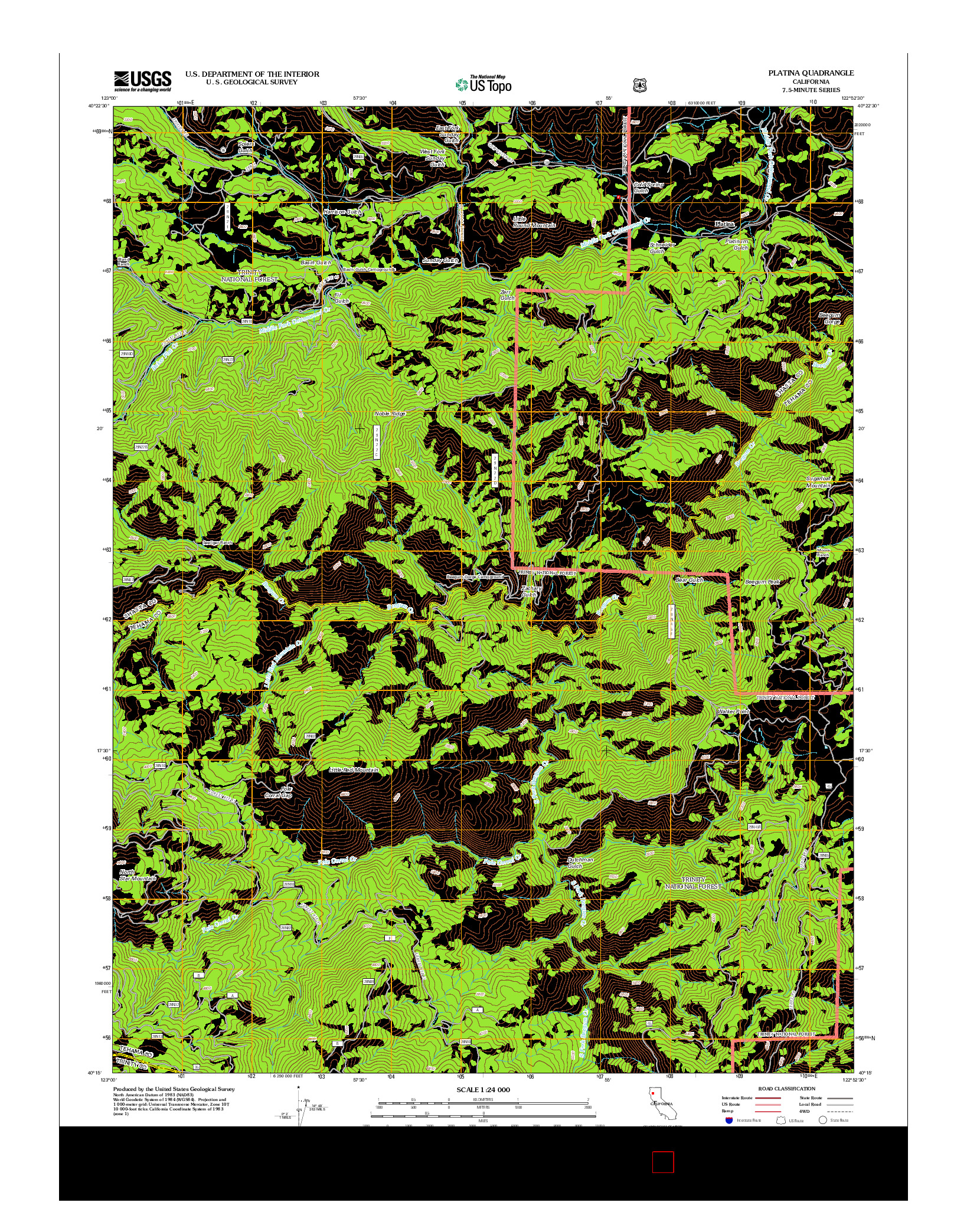 USGS US TOPO 7.5-MINUTE MAP FOR PLATINA, CA 2012