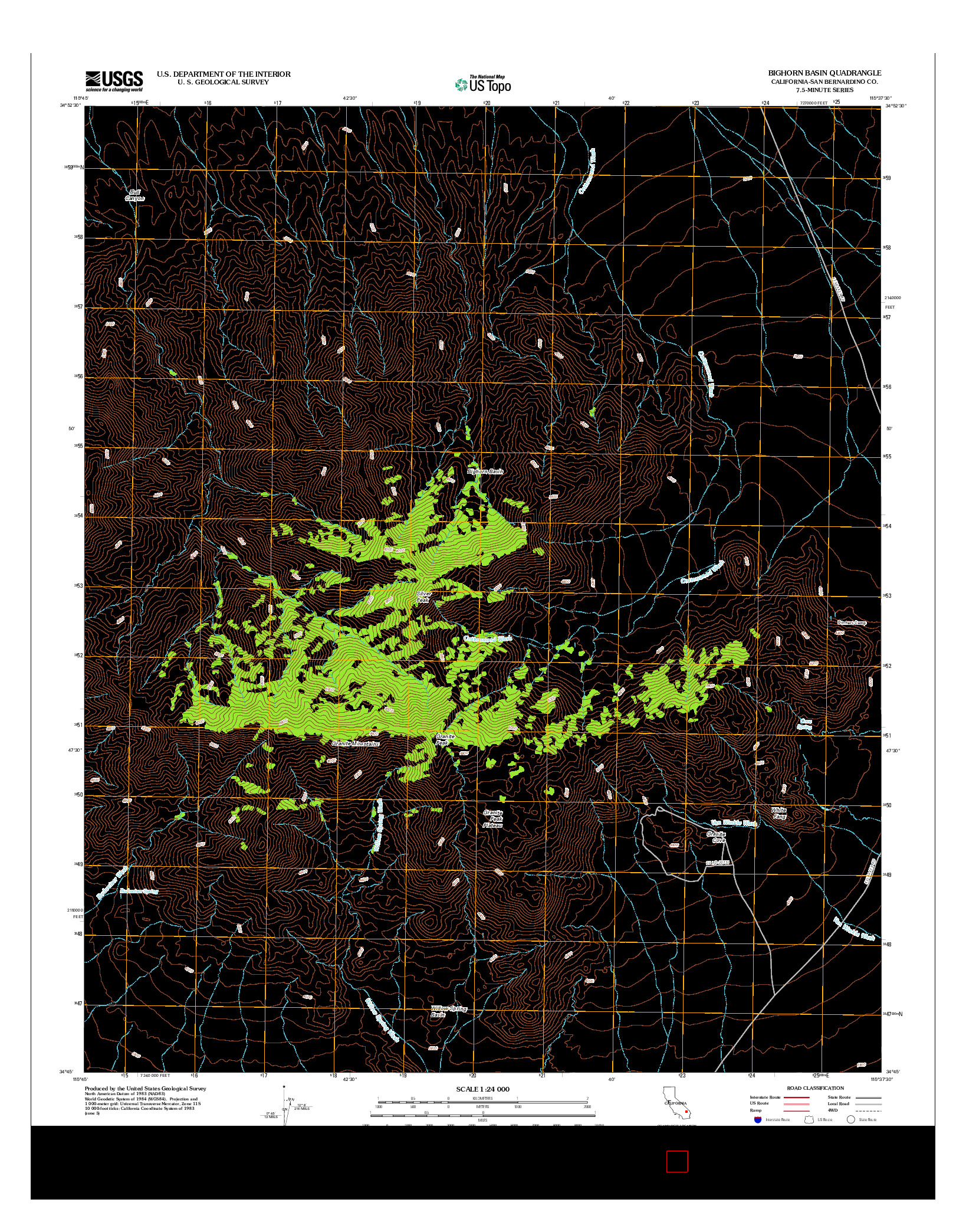 USGS US TOPO 7.5-MINUTE MAP FOR BIGHORN BASIN, CA 2012