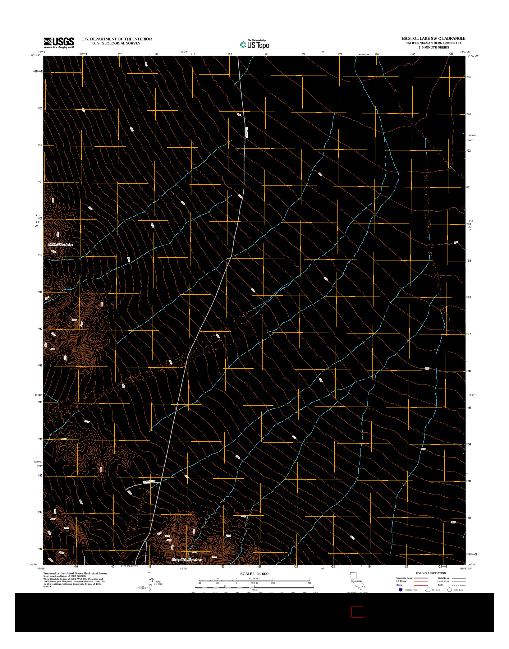 USGS US TOPO 7.5-MINUTE MAP FOR BRISTOL LAKE SW, CA 2012