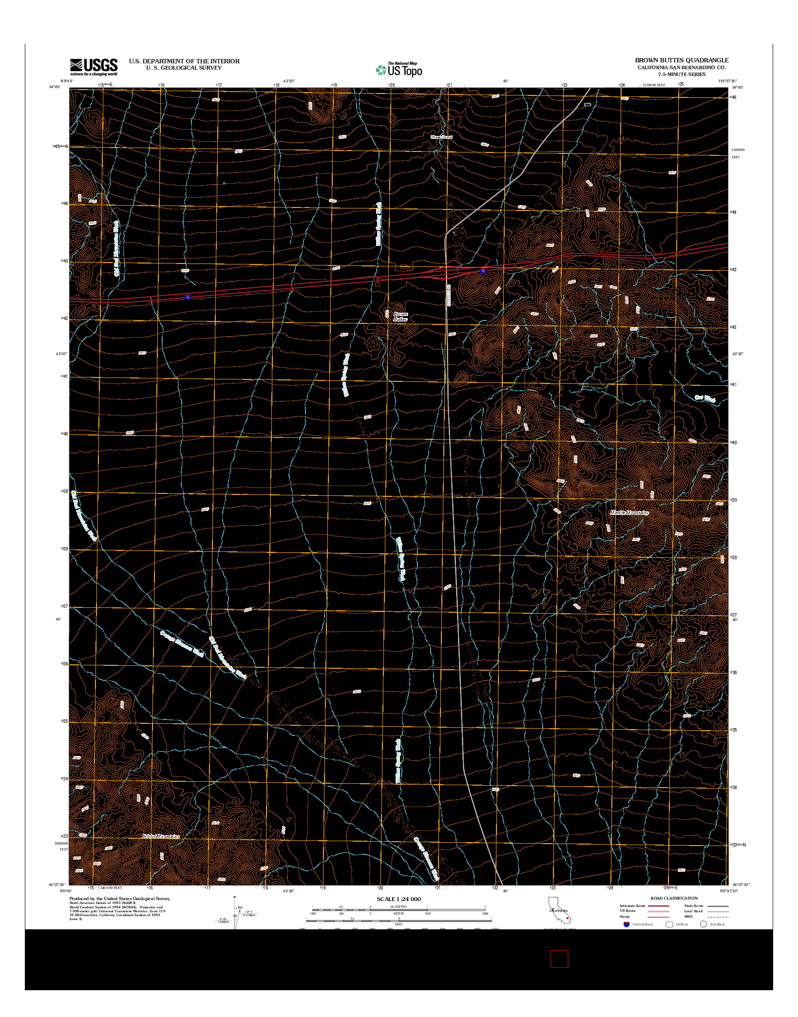 USGS US TOPO 7.5-MINUTE MAP FOR BROWN BUTTES, CA 2012