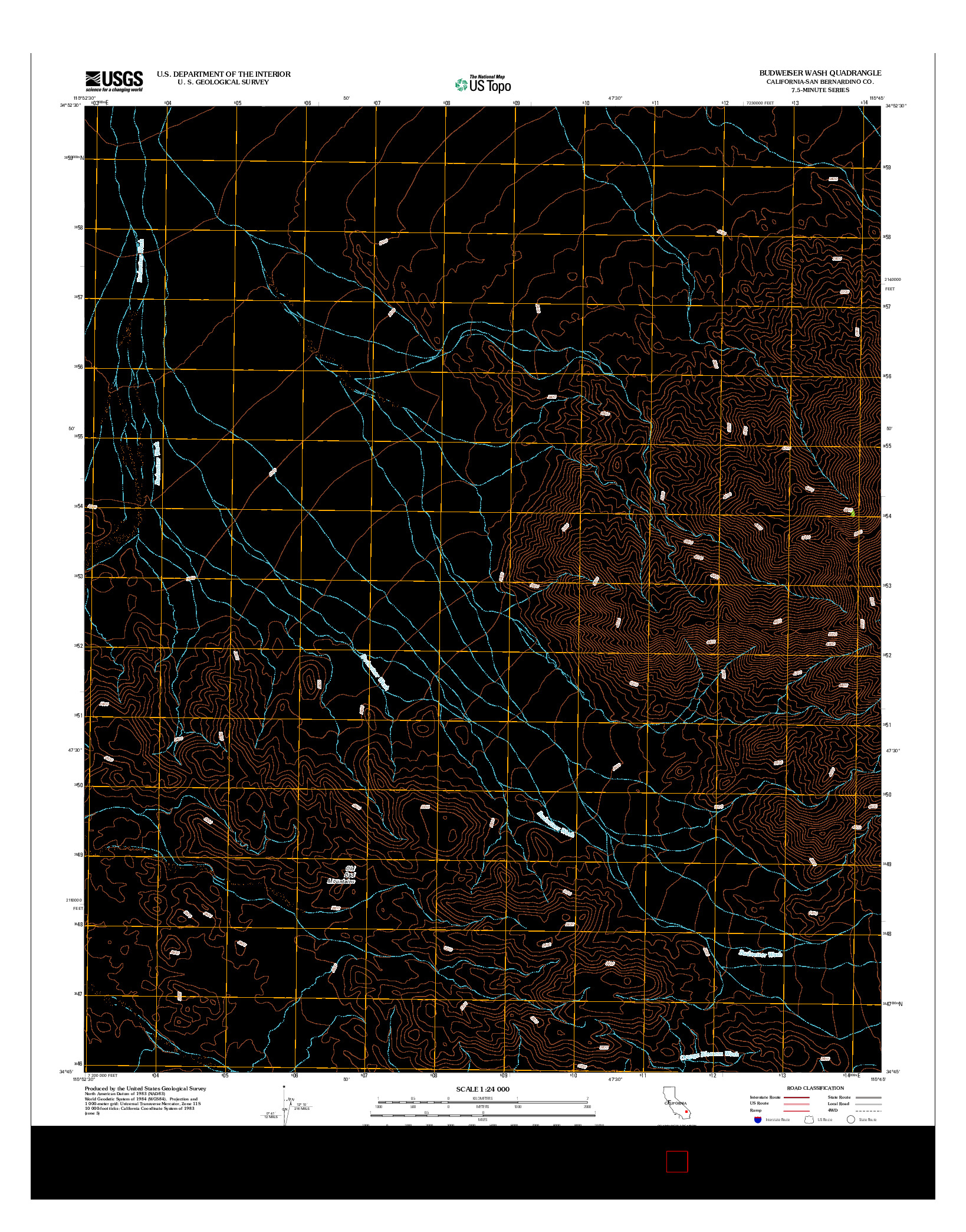 USGS US TOPO 7.5-MINUTE MAP FOR BUDWEISER WASH, CA 2012