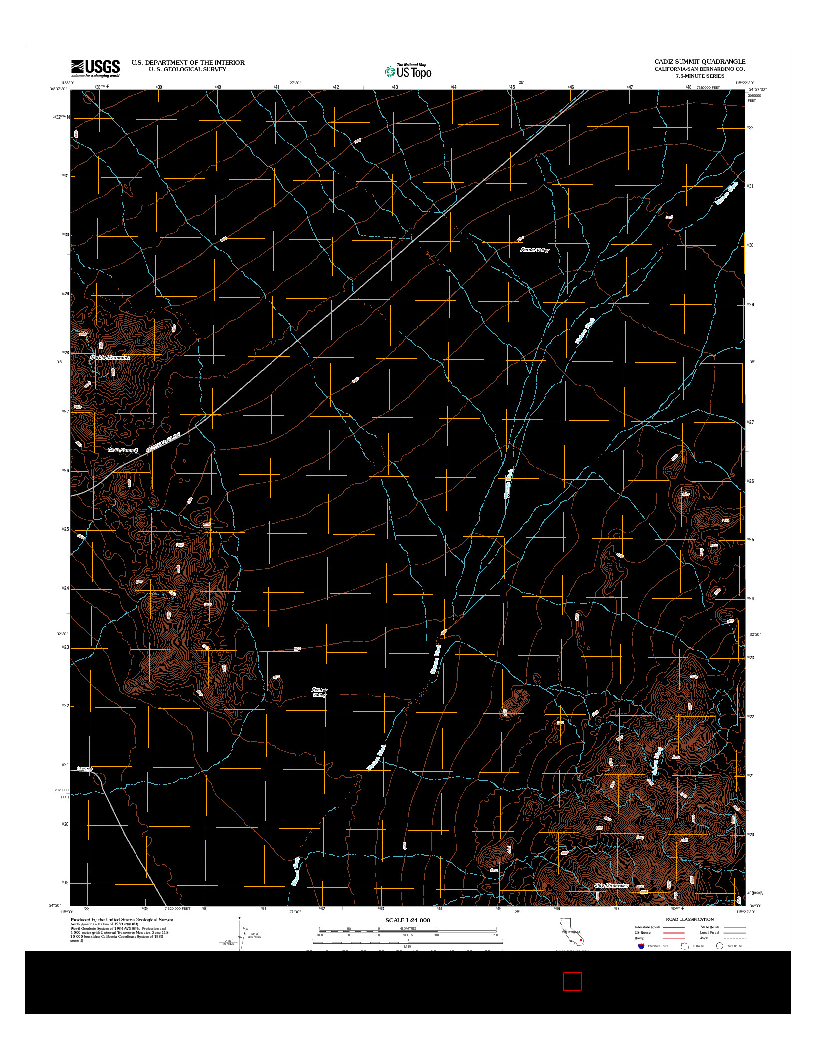 USGS US TOPO 7.5-MINUTE MAP FOR CADIZ SUMMIT, CA 2012