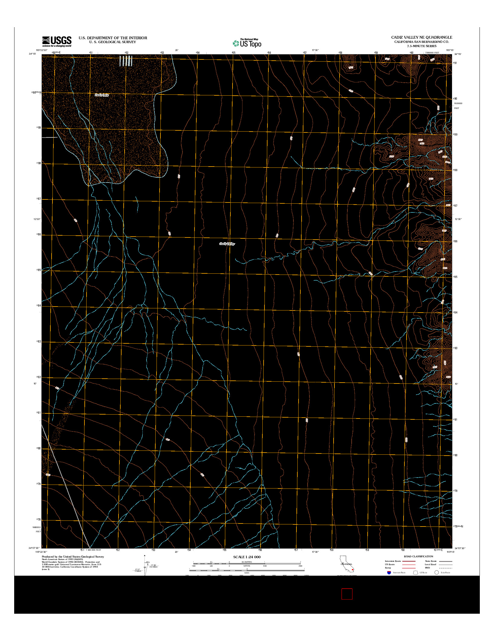 USGS US TOPO 7.5-MINUTE MAP FOR CADIZ VALLEY NE, CA 2012