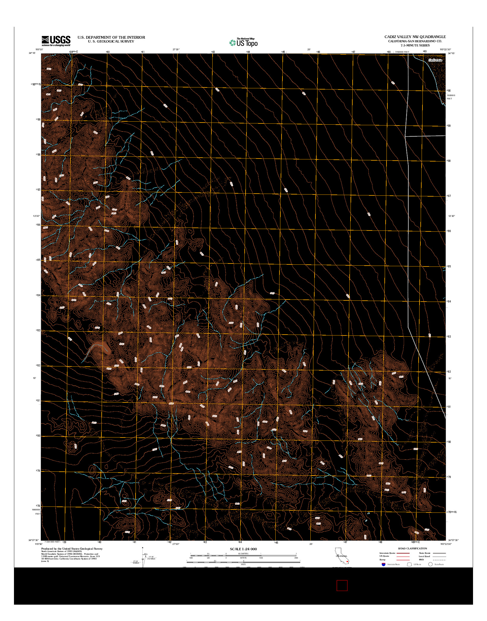 USGS US TOPO 7.5-MINUTE MAP FOR CADIZ VALLEY NW, CA 2012