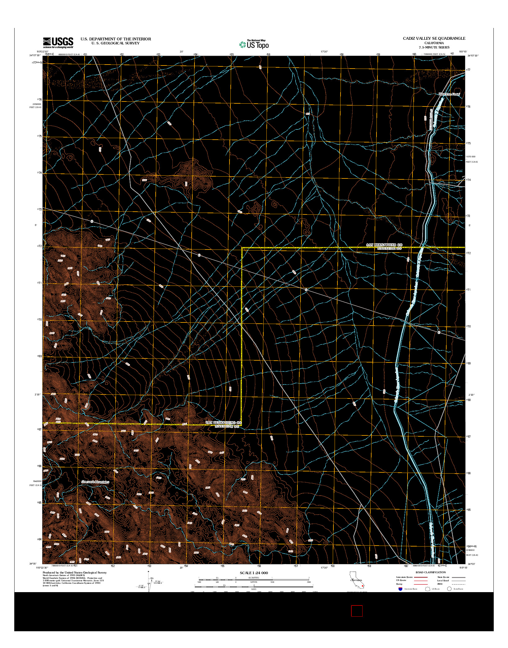 USGS US TOPO 7.5-MINUTE MAP FOR CADIZ VALLEY SE, CA 2012