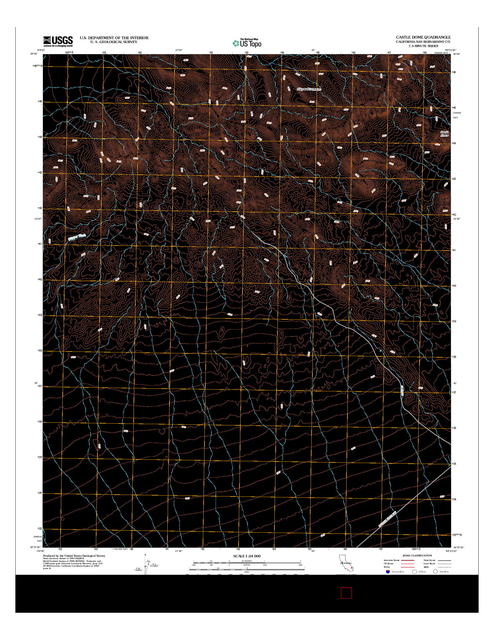 USGS US TOPO 7.5-MINUTE MAP FOR CASTLE DOME, CA 2012