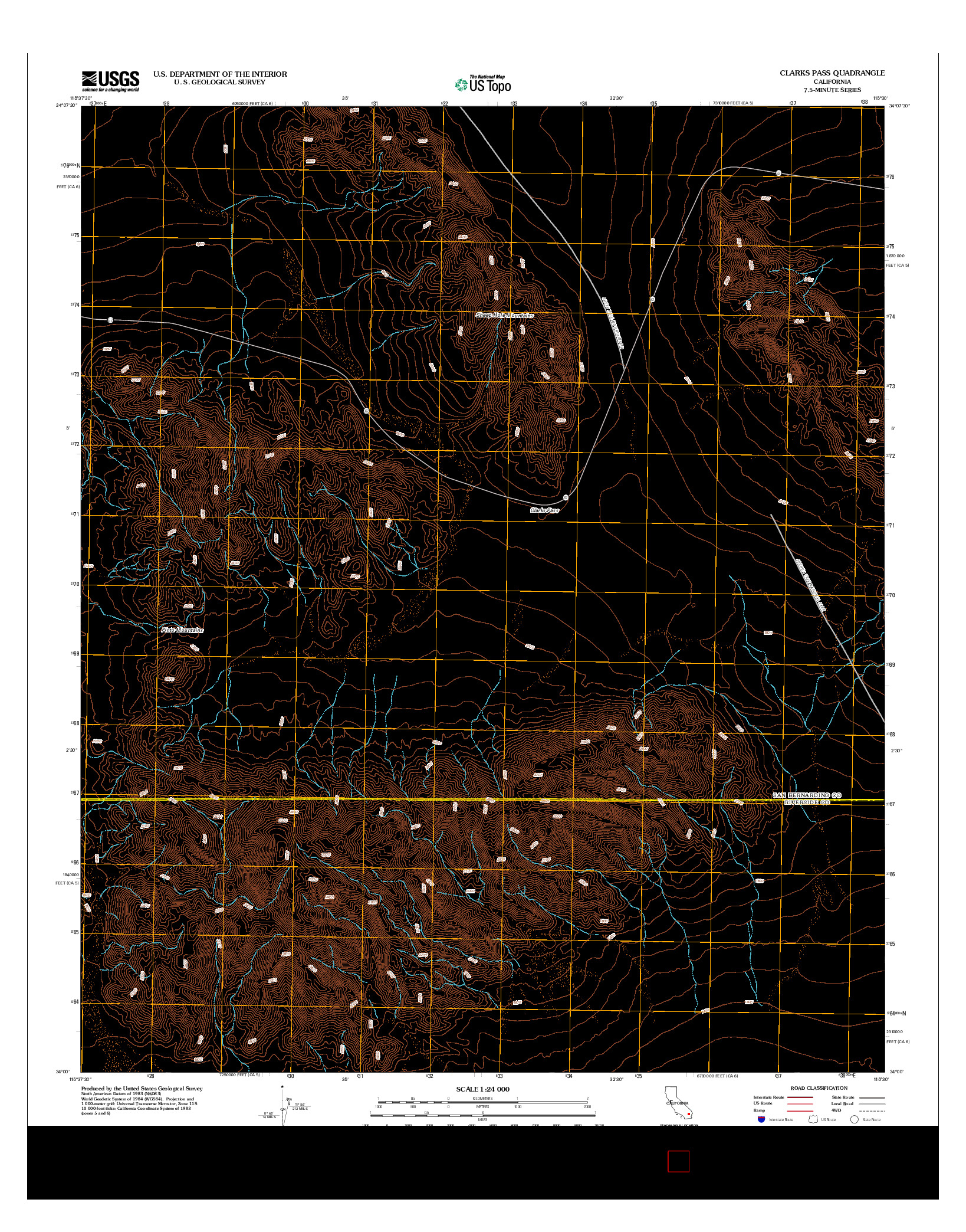 USGS US TOPO 7.5-MINUTE MAP FOR CLARKS PASS, CA 2012