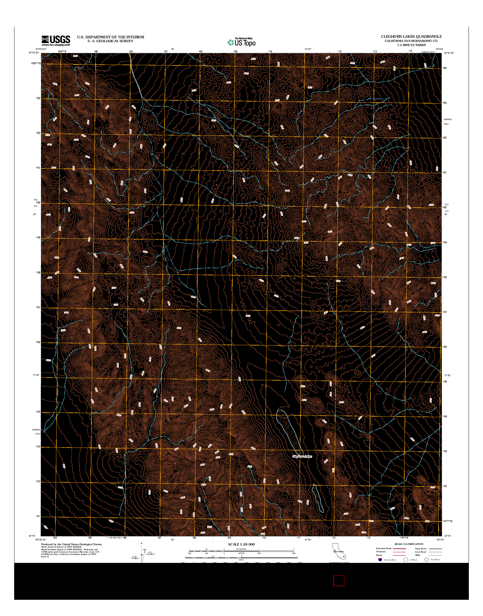 USGS US TOPO 7.5-MINUTE MAP FOR CLEGHORN LAKES, CA 2012