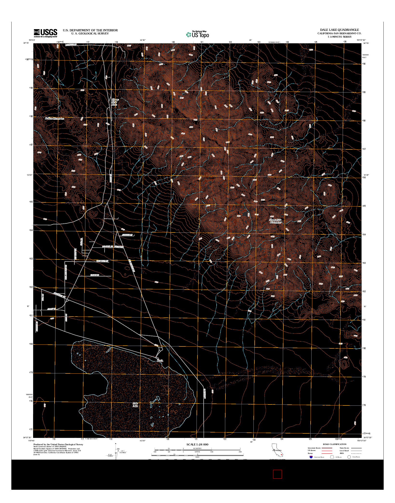 USGS US TOPO 7.5-MINUTE MAP FOR DALE LAKE, CA 2012