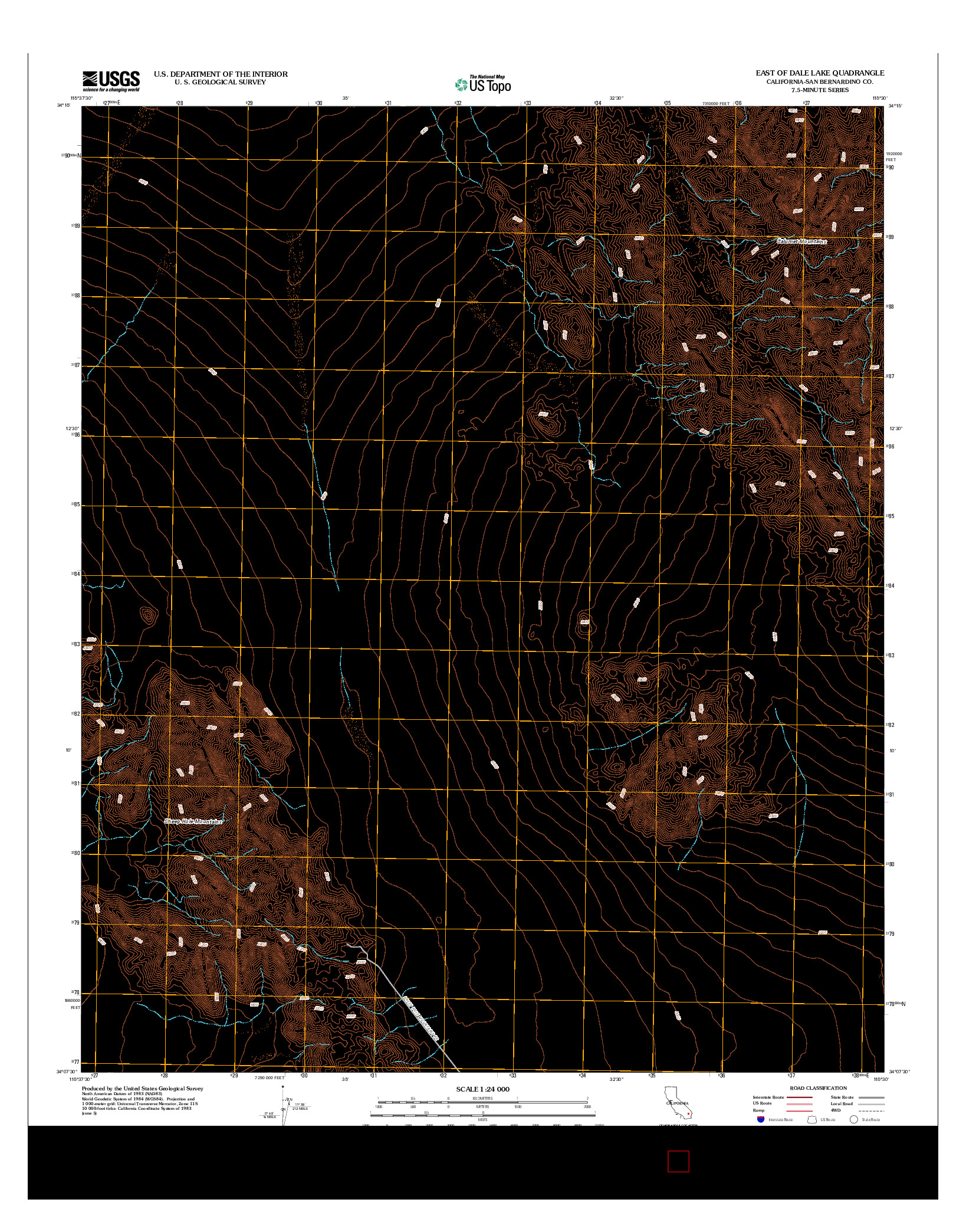 USGS US TOPO 7.5-MINUTE MAP FOR EAST OF DALE LAKE, CA 2012