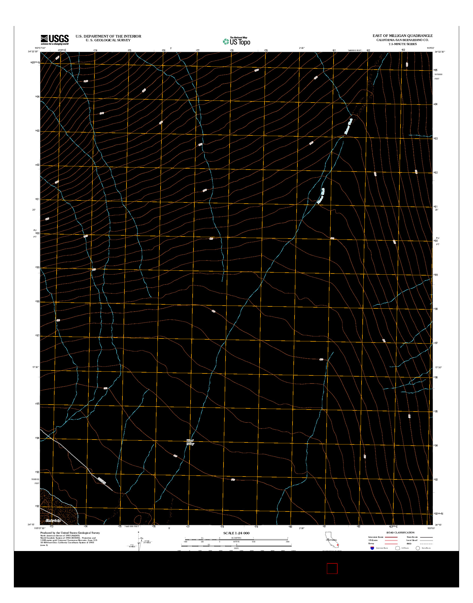 USGS US TOPO 7.5-MINUTE MAP FOR EAST OF MILLIGAN, CA 2012