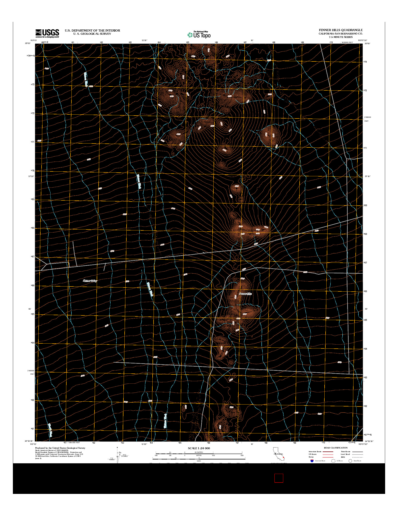 USGS US TOPO 7.5-MINUTE MAP FOR FENNER HILLS, CA 2012