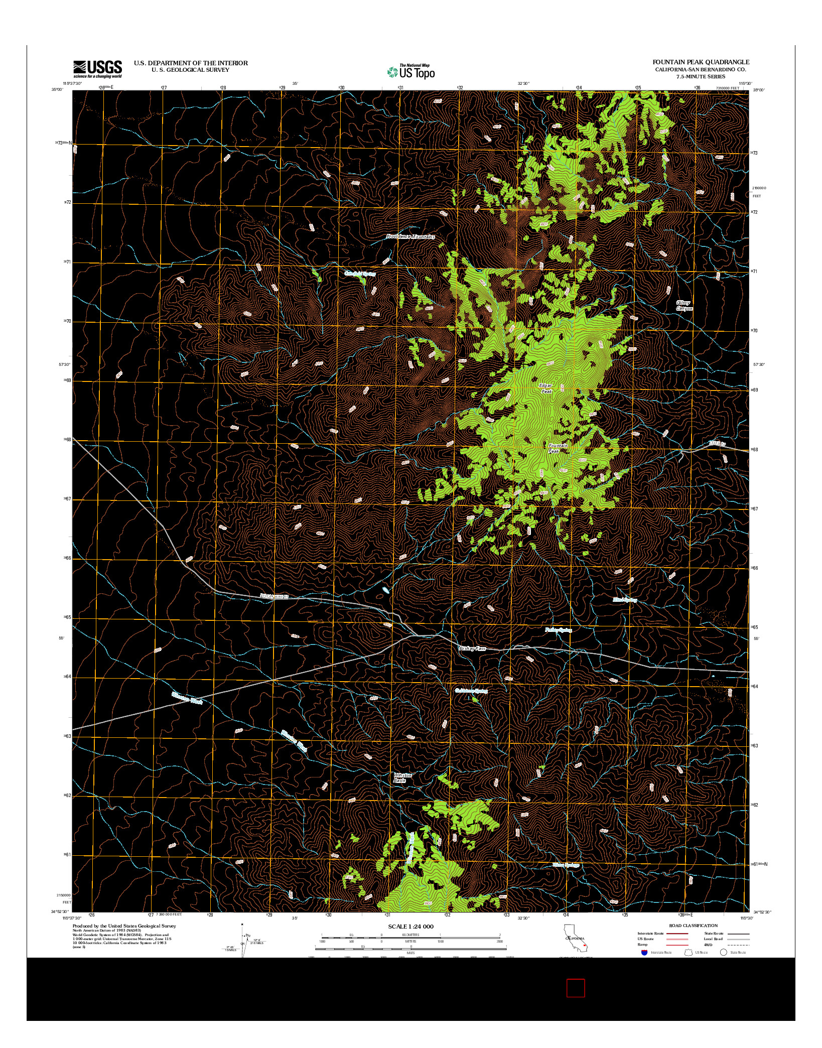 USGS US TOPO 7.5-MINUTE MAP FOR FOUNTAIN PEAK, CA 2012