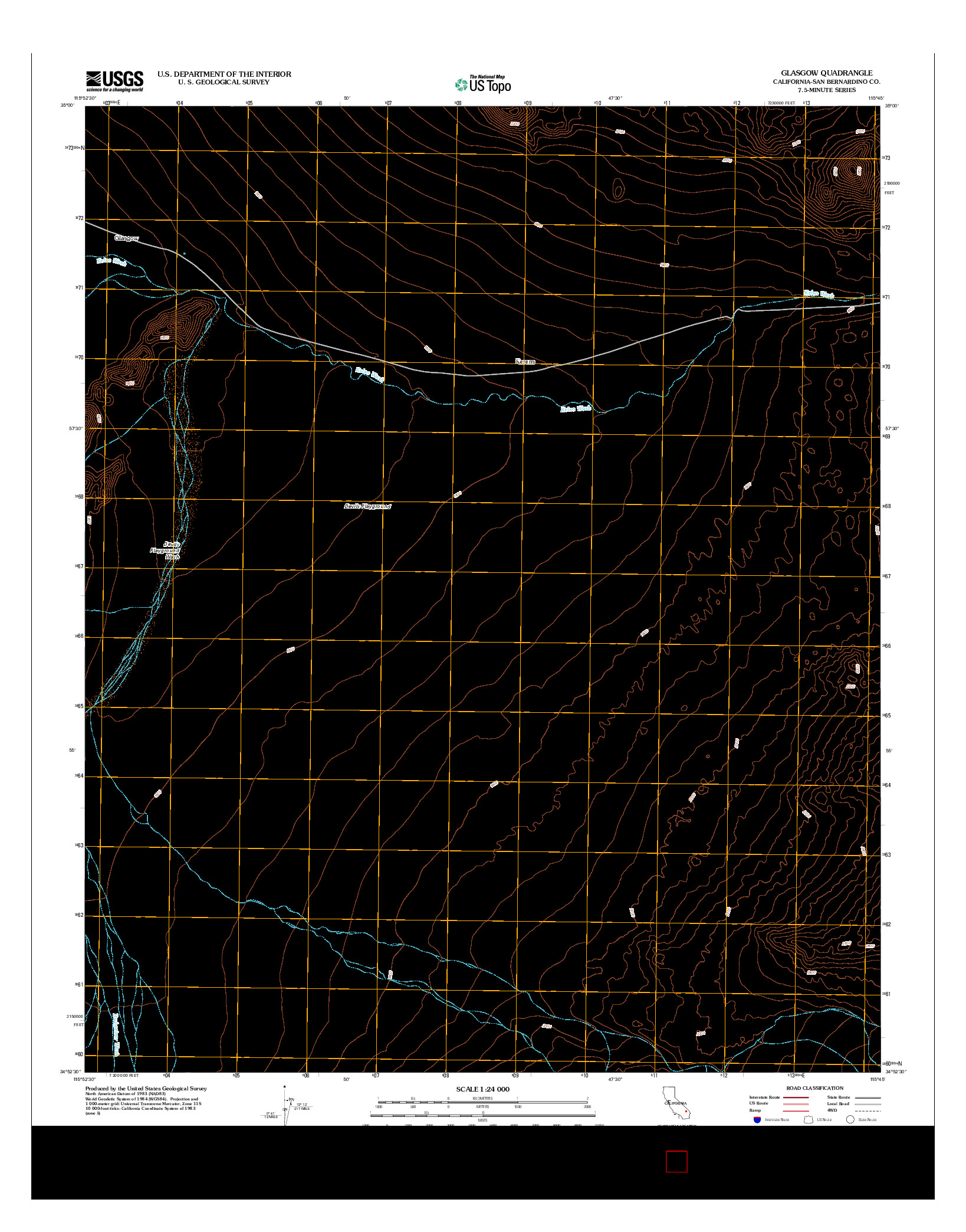 USGS US TOPO 7.5-MINUTE MAP FOR GLASGOW, CA 2012