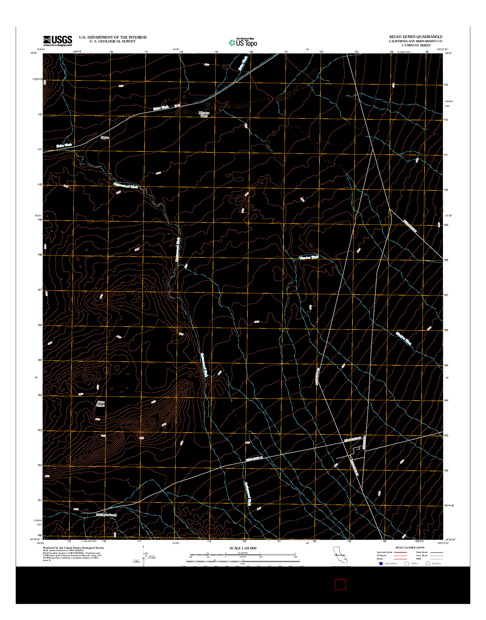 USGS US TOPO 7.5-MINUTE MAP FOR KELSO DUNES, CA 2012