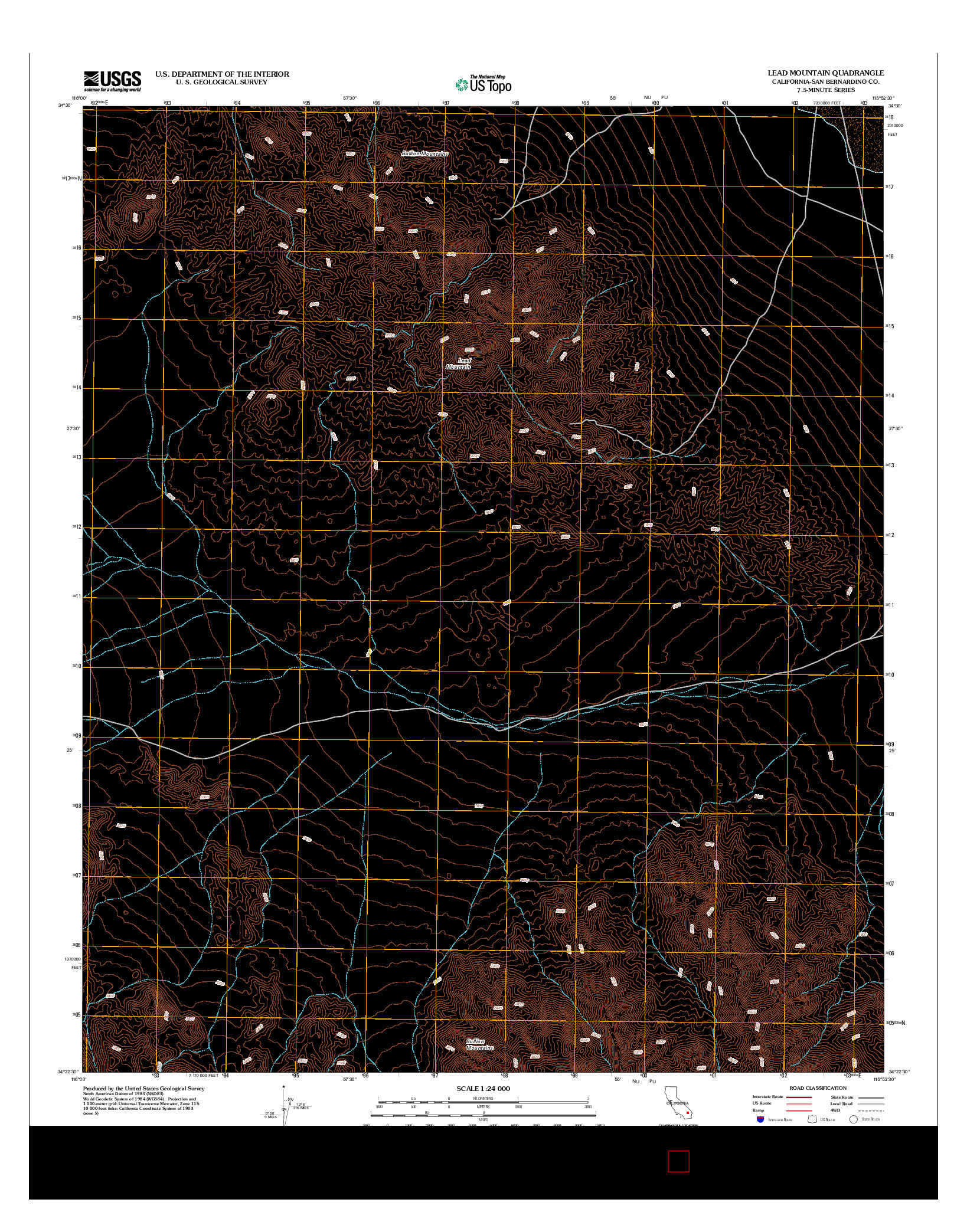 USGS US TOPO 7.5-MINUTE MAP FOR LEAD MOUNTAIN, CA 2012