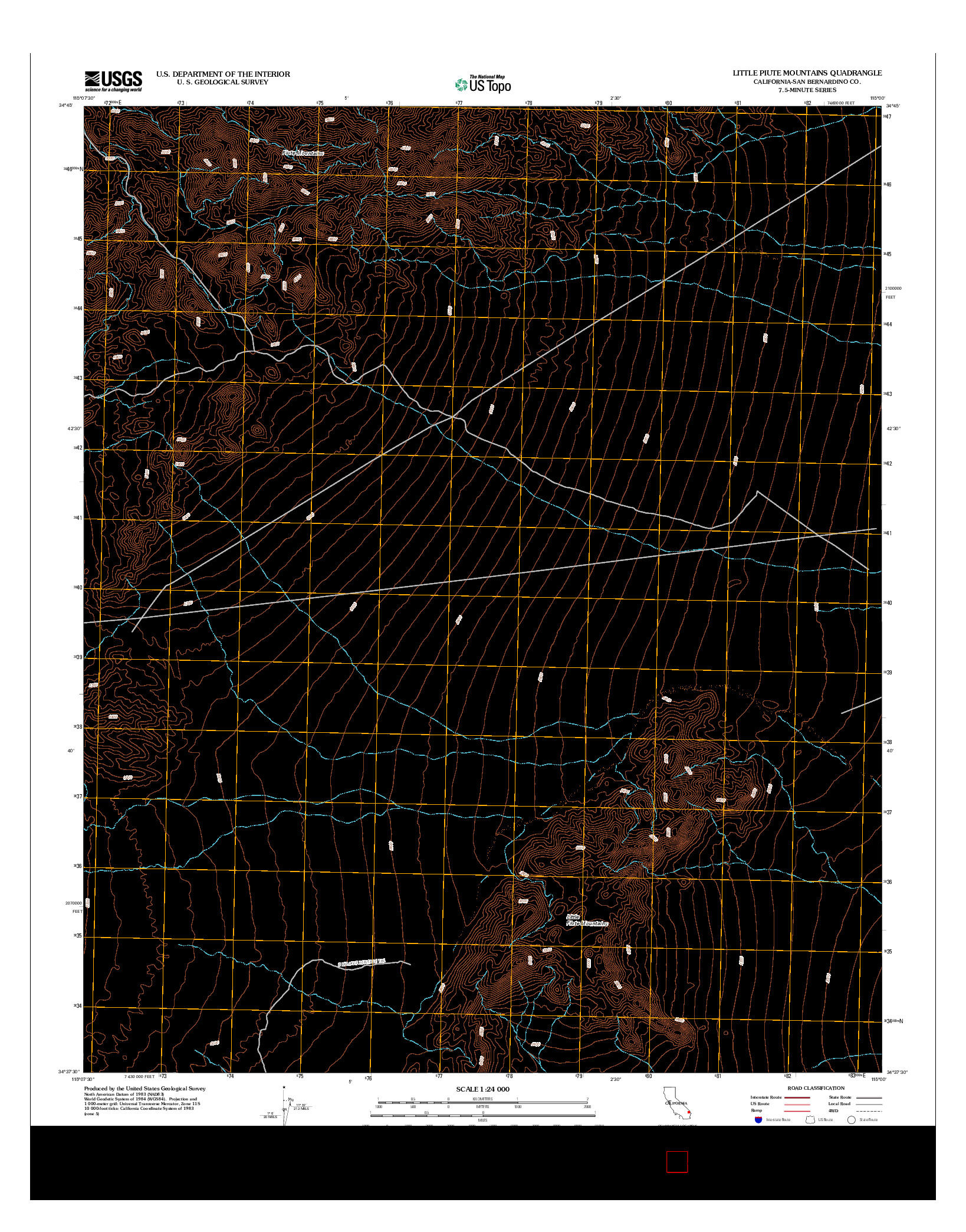 USGS US TOPO 7.5-MINUTE MAP FOR LITTLE PIUTE MOUNTAINS, CA 2012