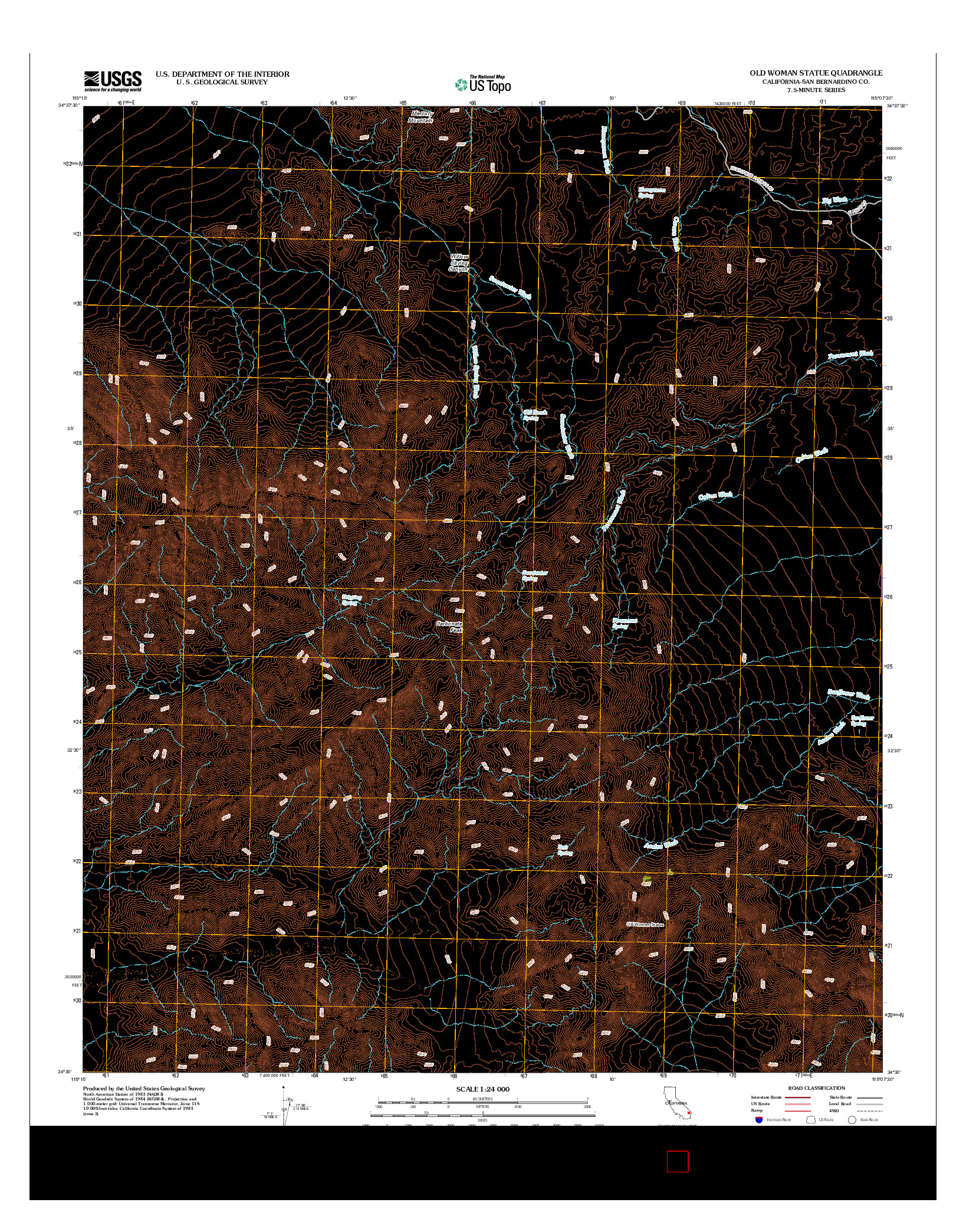 USGS US TOPO 7.5-MINUTE MAP FOR OLD WOMAN STATUE, CA 2012