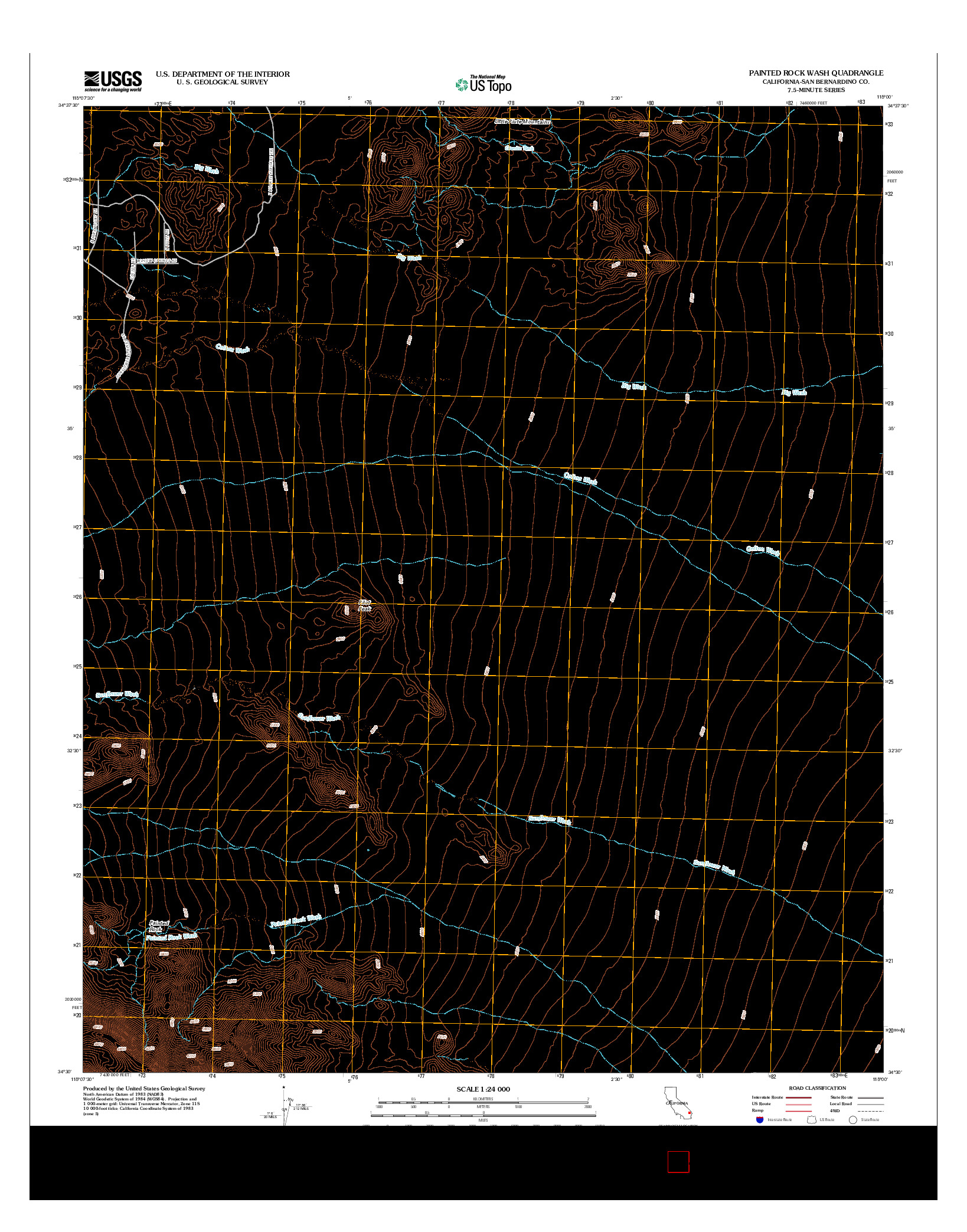 USGS US TOPO 7.5-MINUTE MAP FOR PAINTED ROCK WASH, CA 2012