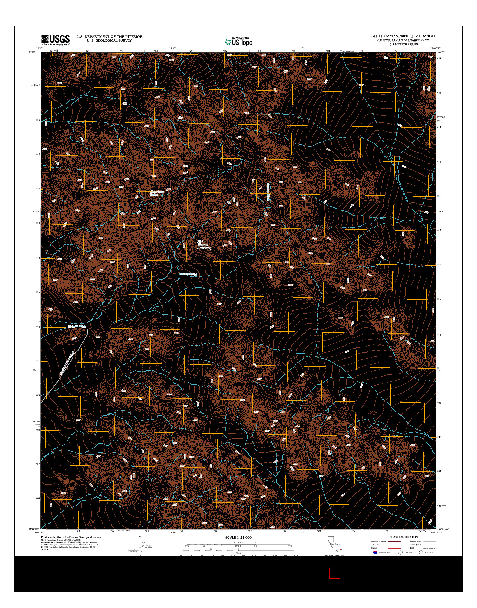 USGS US TOPO 7.5-MINUTE MAP FOR SHEEP CAMP SPRING, CA 2012