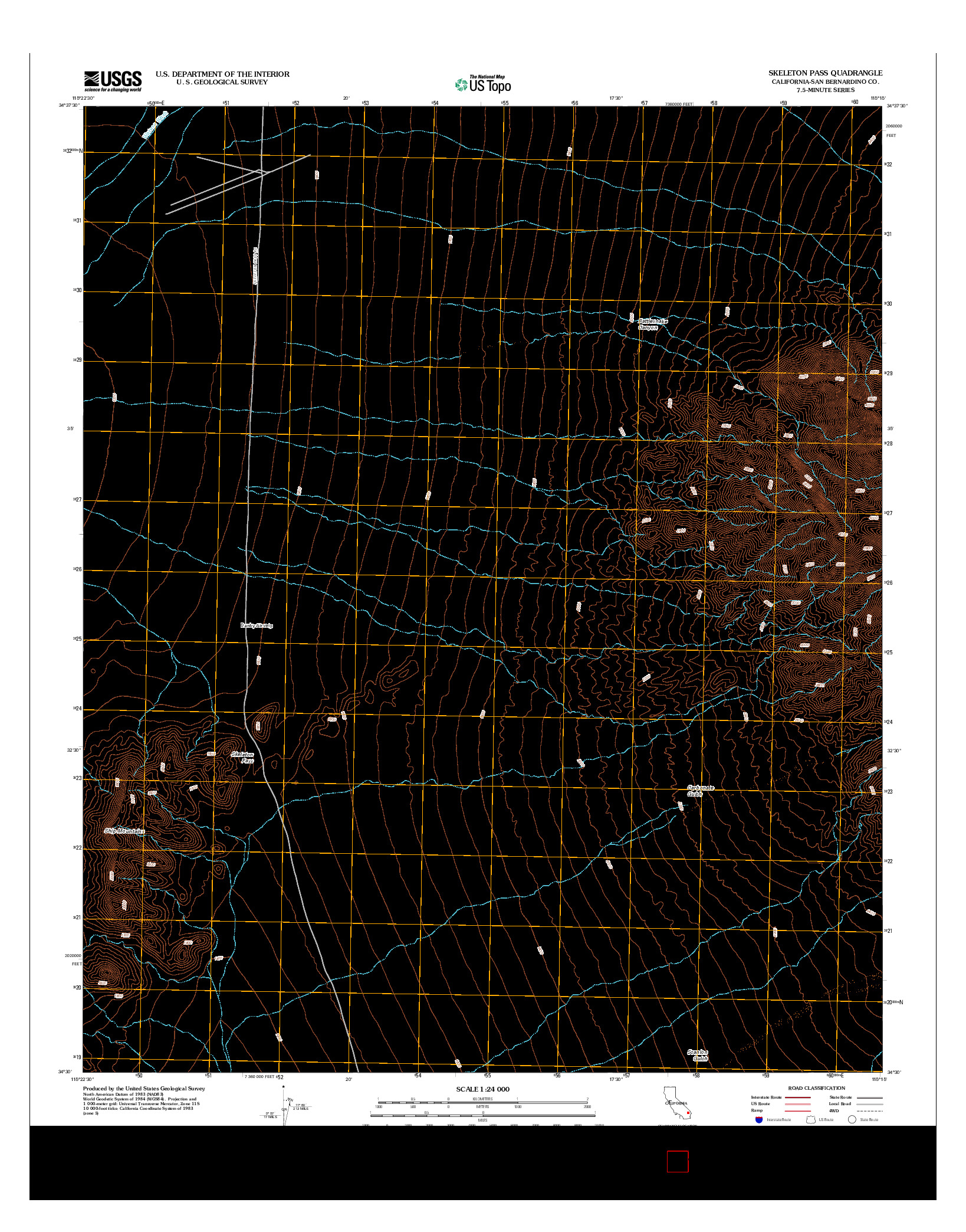 USGS US TOPO 7.5-MINUTE MAP FOR SKELETON PASS, CA 2012