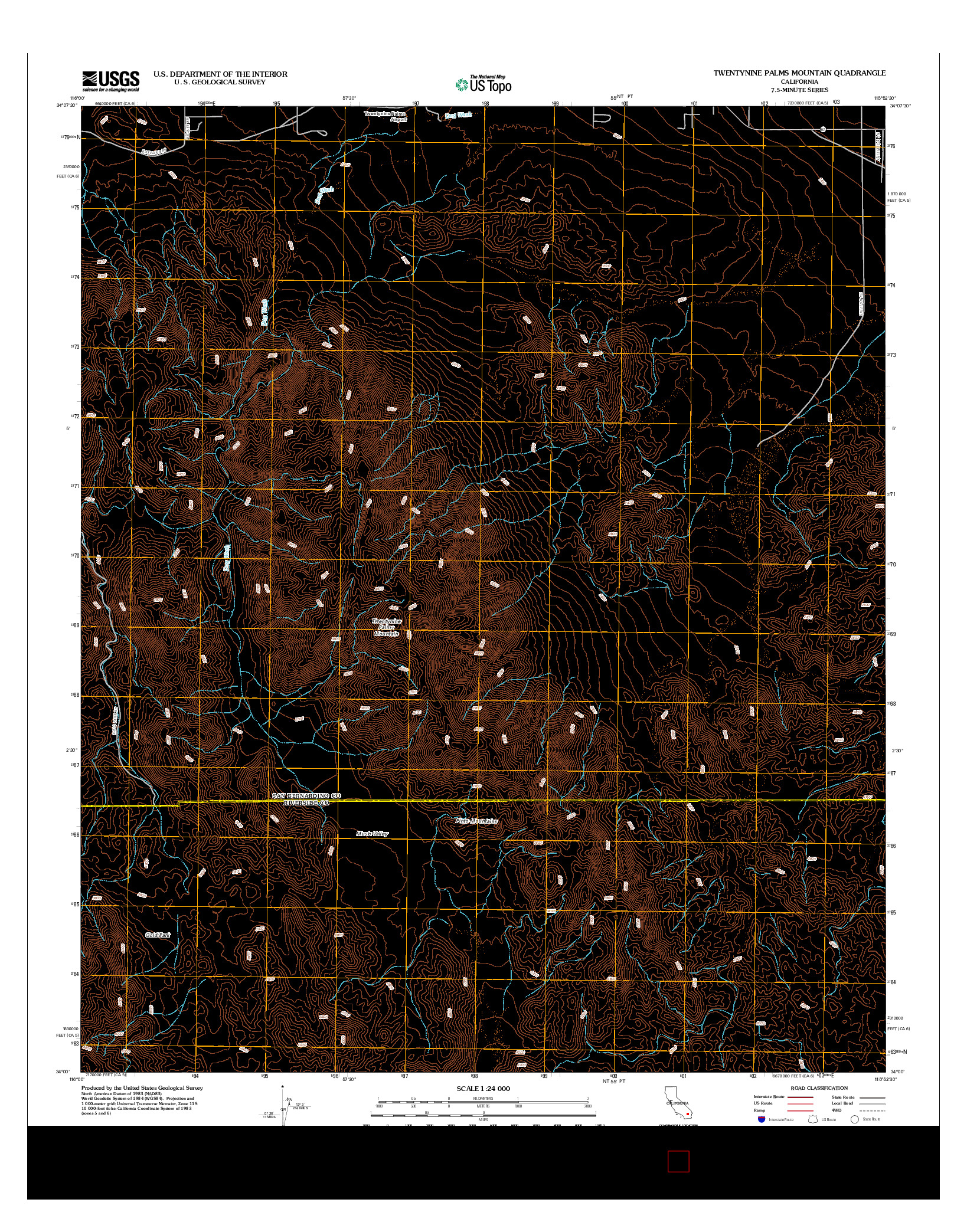 USGS US TOPO 7.5-MINUTE MAP FOR TWENTYNINE PALMS MOUNTAIN, CA 2012