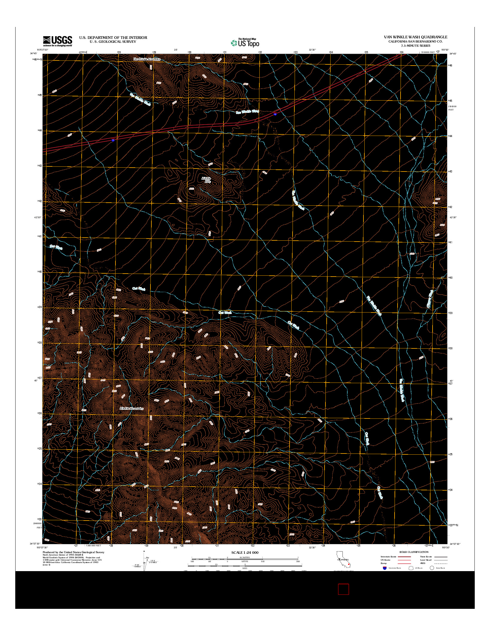 USGS US TOPO 7.5-MINUTE MAP FOR VAN WINKLE WASH, CA 2012