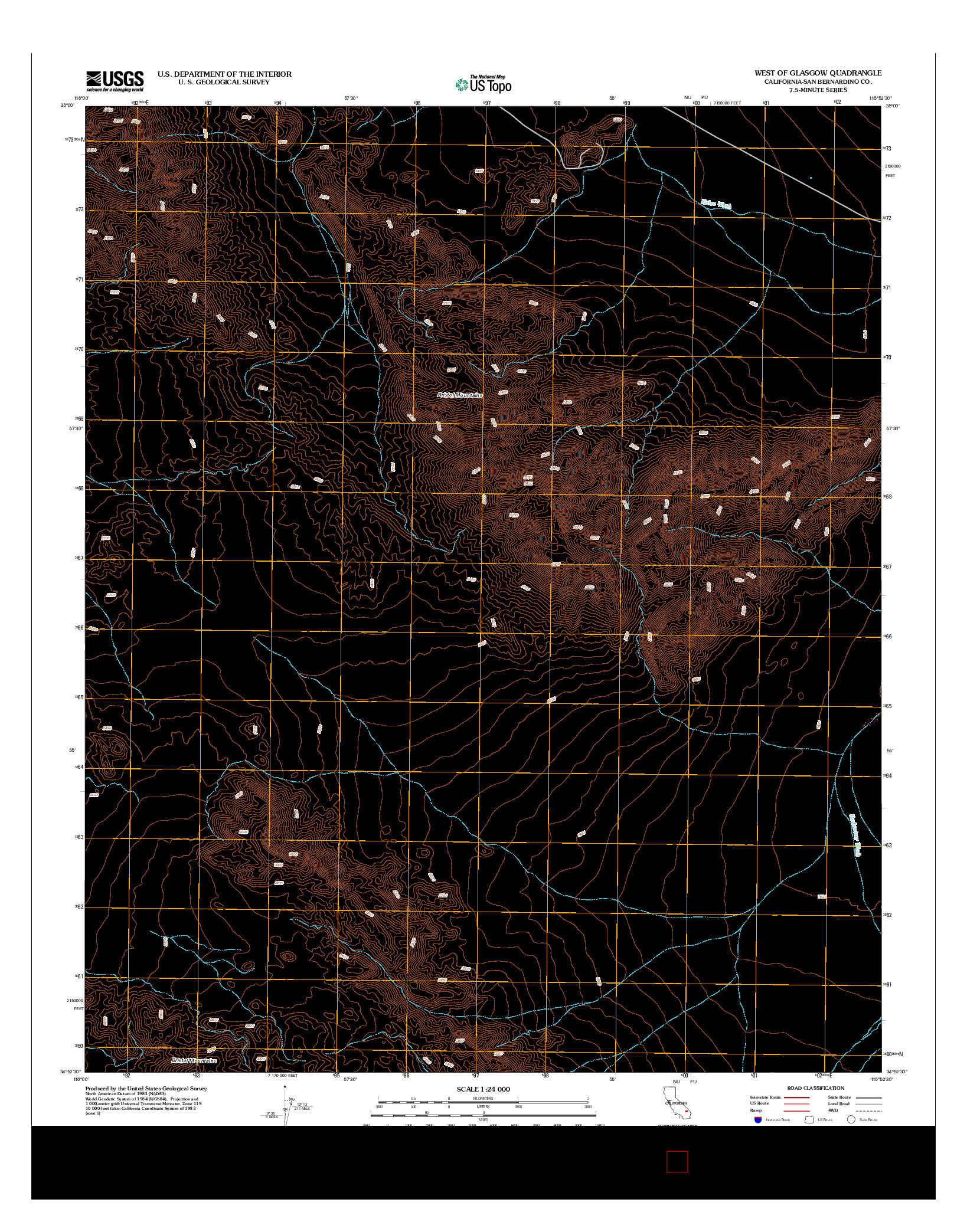 USGS US TOPO 7.5-MINUTE MAP FOR WEST OF GLASGOW, CA 2012