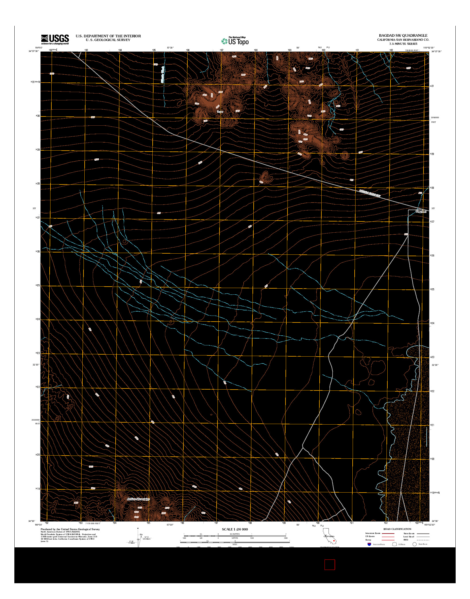 USGS US TOPO 7.5-MINUTE MAP FOR BAGDAD SW, CA 2012