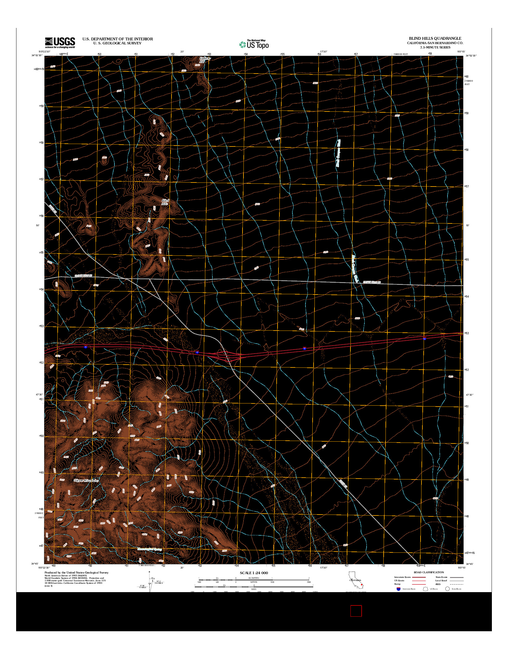 USGS US TOPO 7.5-MINUTE MAP FOR BLIND HILLS, CA 2012