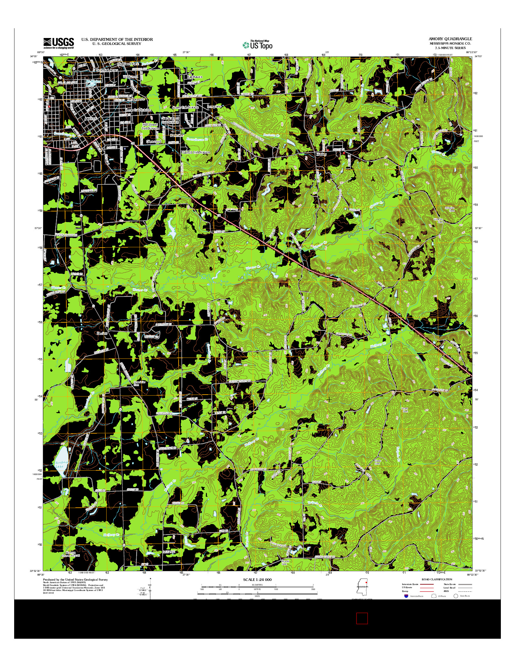 USGS US TOPO 7.5-MINUTE MAP FOR AMORY, MS 2012
