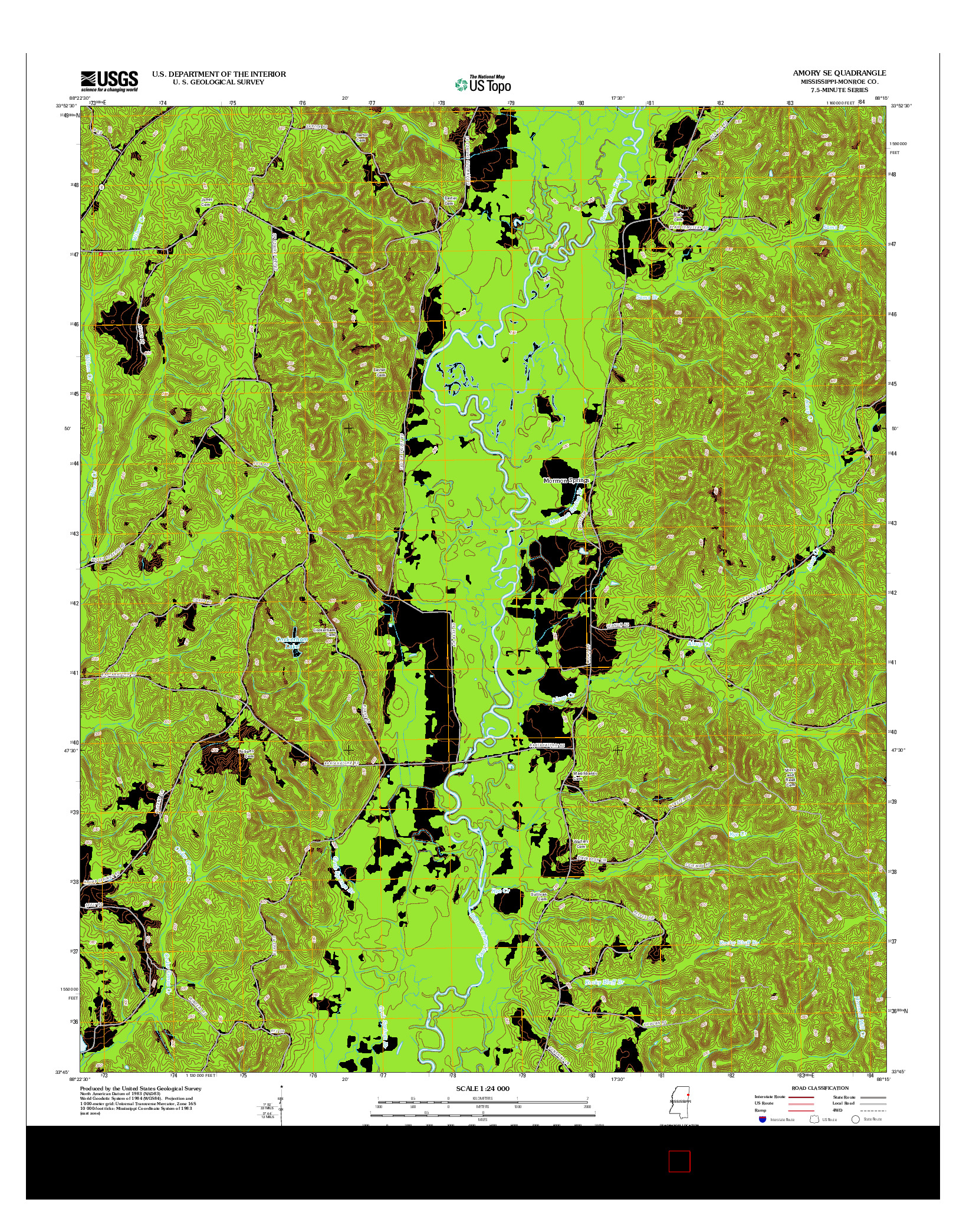 USGS US TOPO 7.5-MINUTE MAP FOR AMORY SE, MS 2012