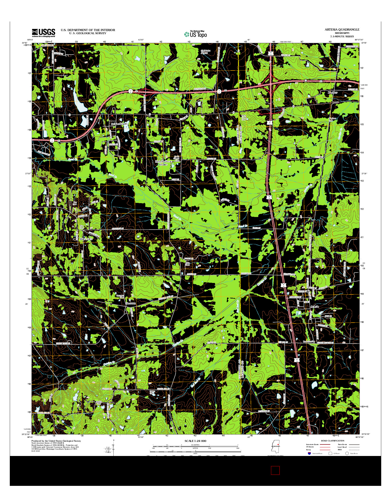 USGS US TOPO 7.5-MINUTE MAP FOR ARTESIA, MS 2012