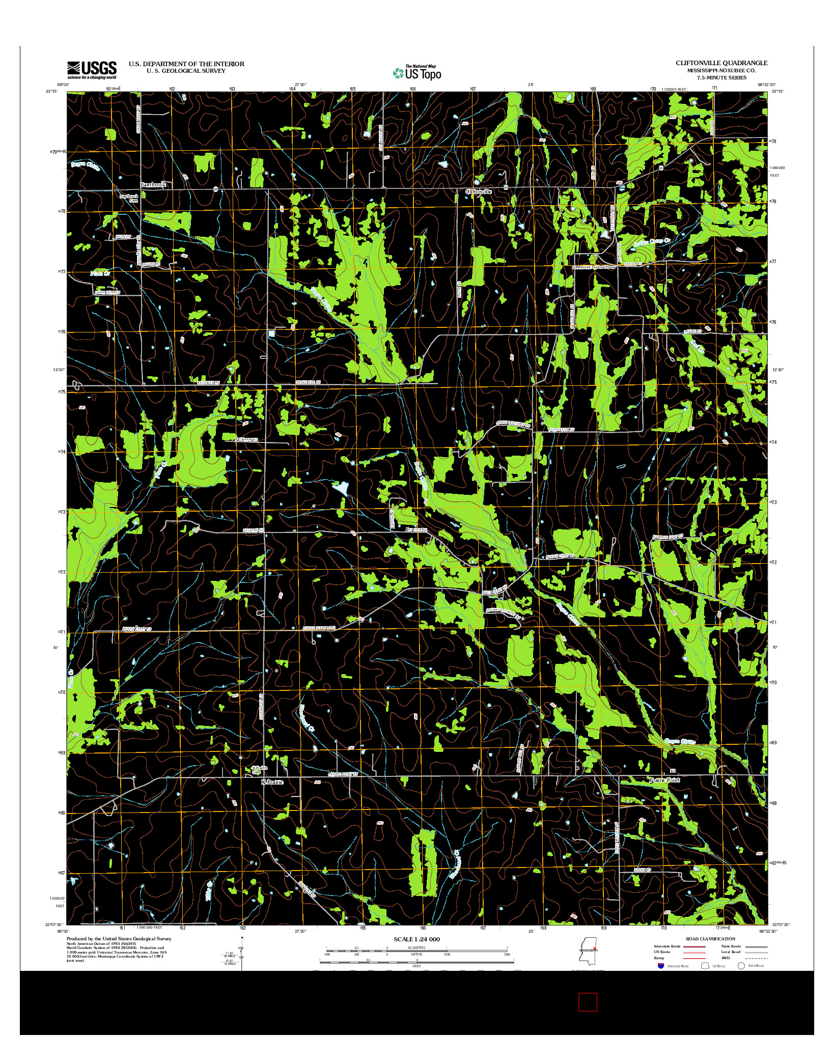 USGS US TOPO 7.5-MINUTE MAP FOR CLIFTONVILLE, MS 2012